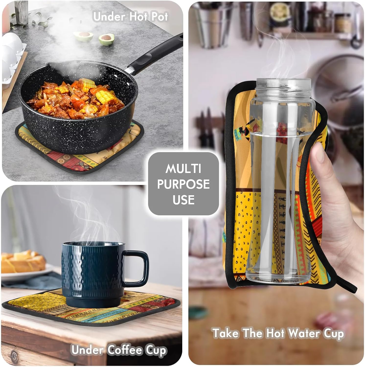 Africa Fun Theme Pot Holder Oven mitt Set