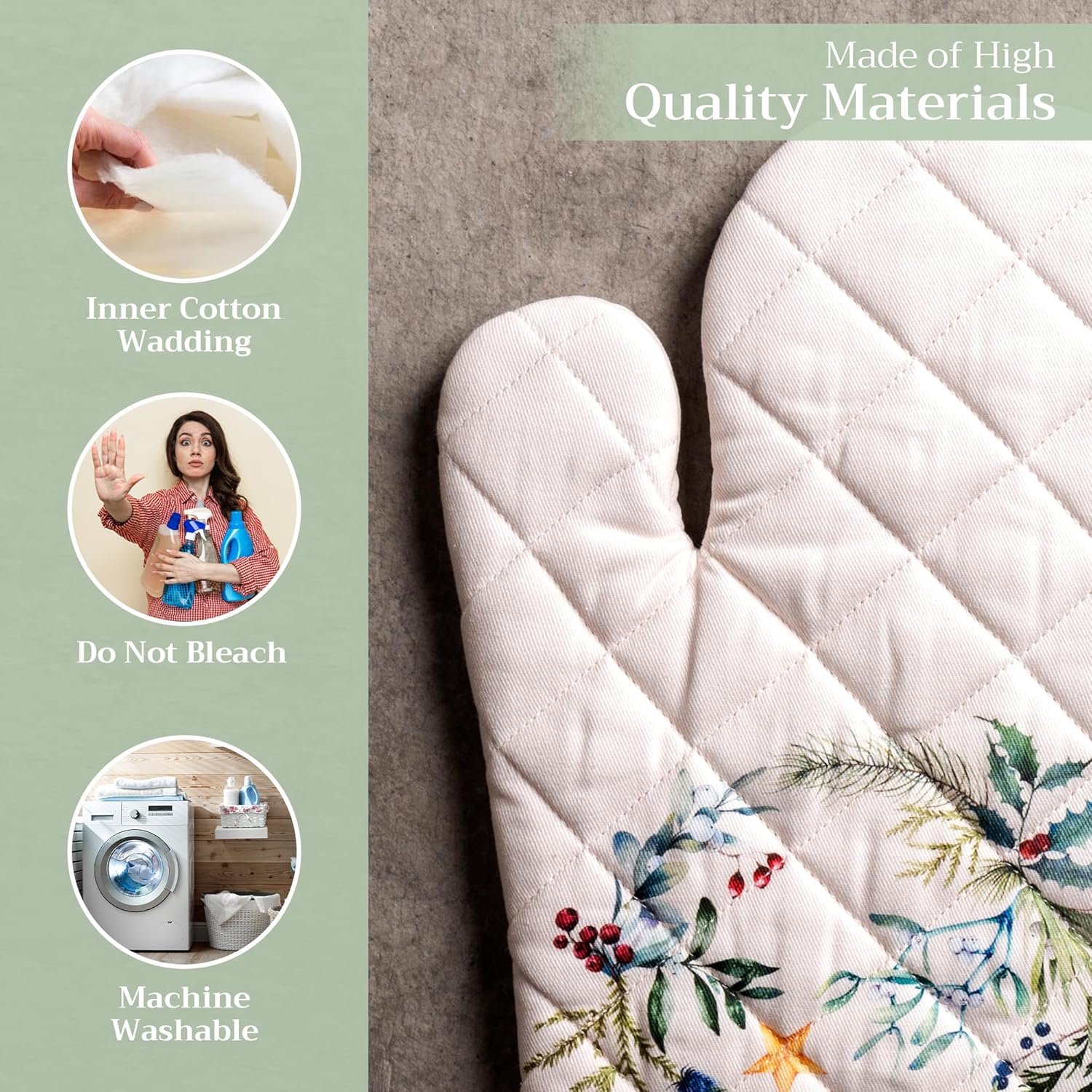 Maison dHermine Oven Mitts Heat-Resistant Cotton Gloves