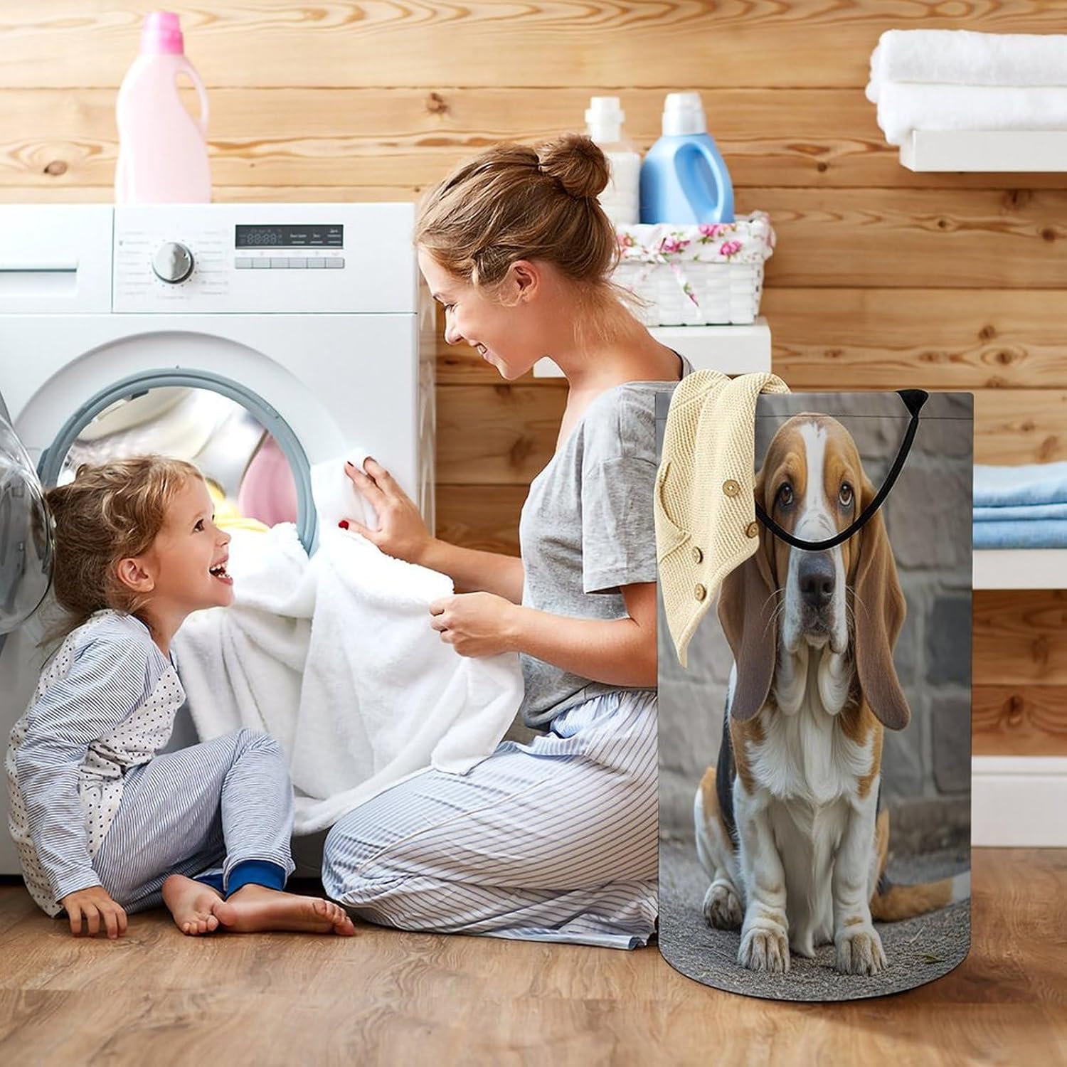 Variuable Waterproof Collapsible Basset Hound Basket for Space-Saving Storage