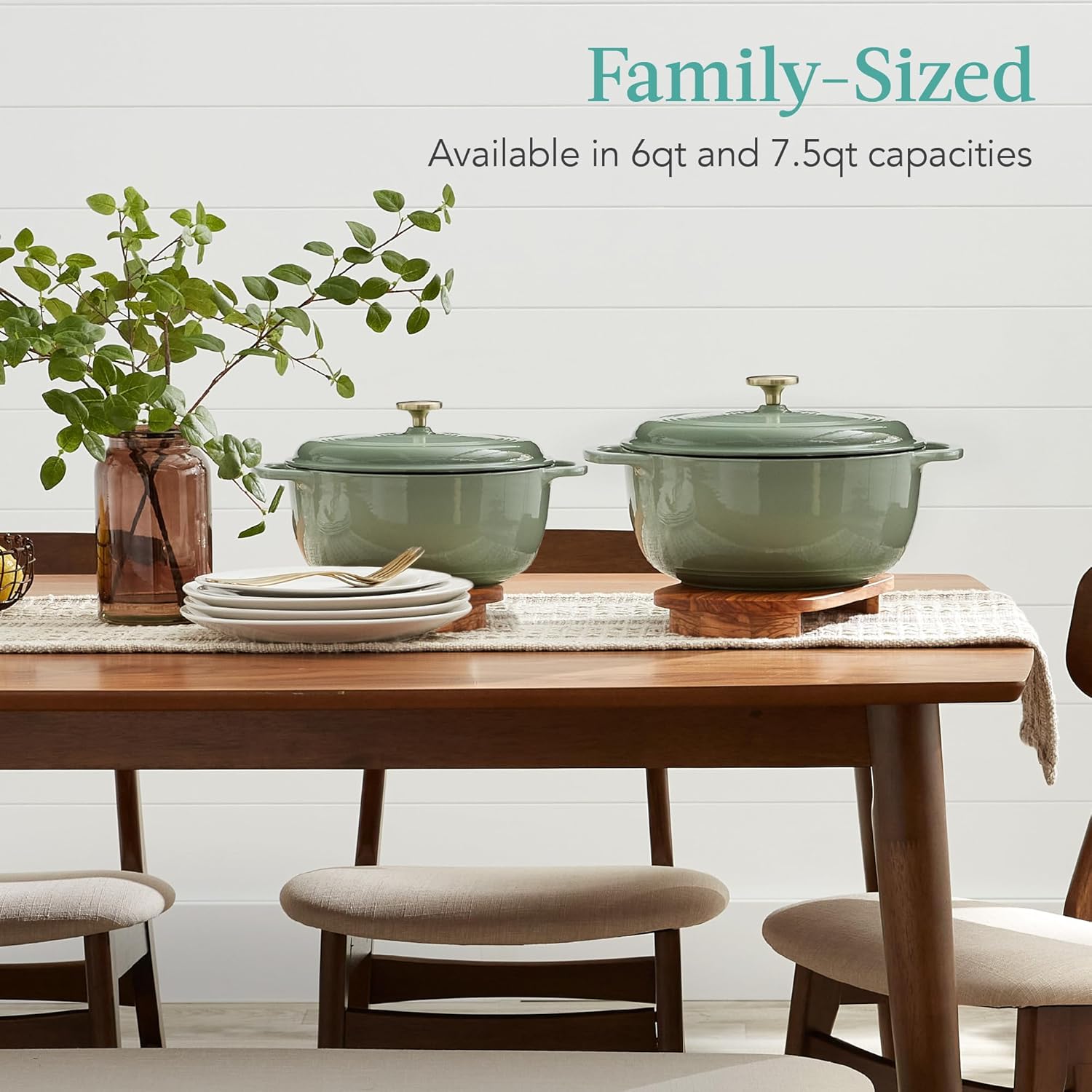 6 Quart Cast-Iron Dutch Oven Sage Green