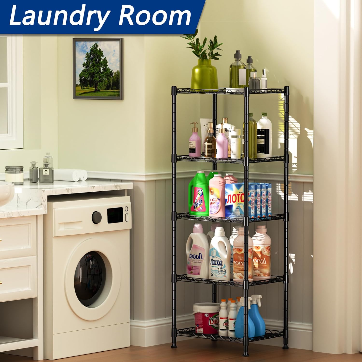 Sturdy Metal Standing Shelf for Kitchen Bathroom Storage