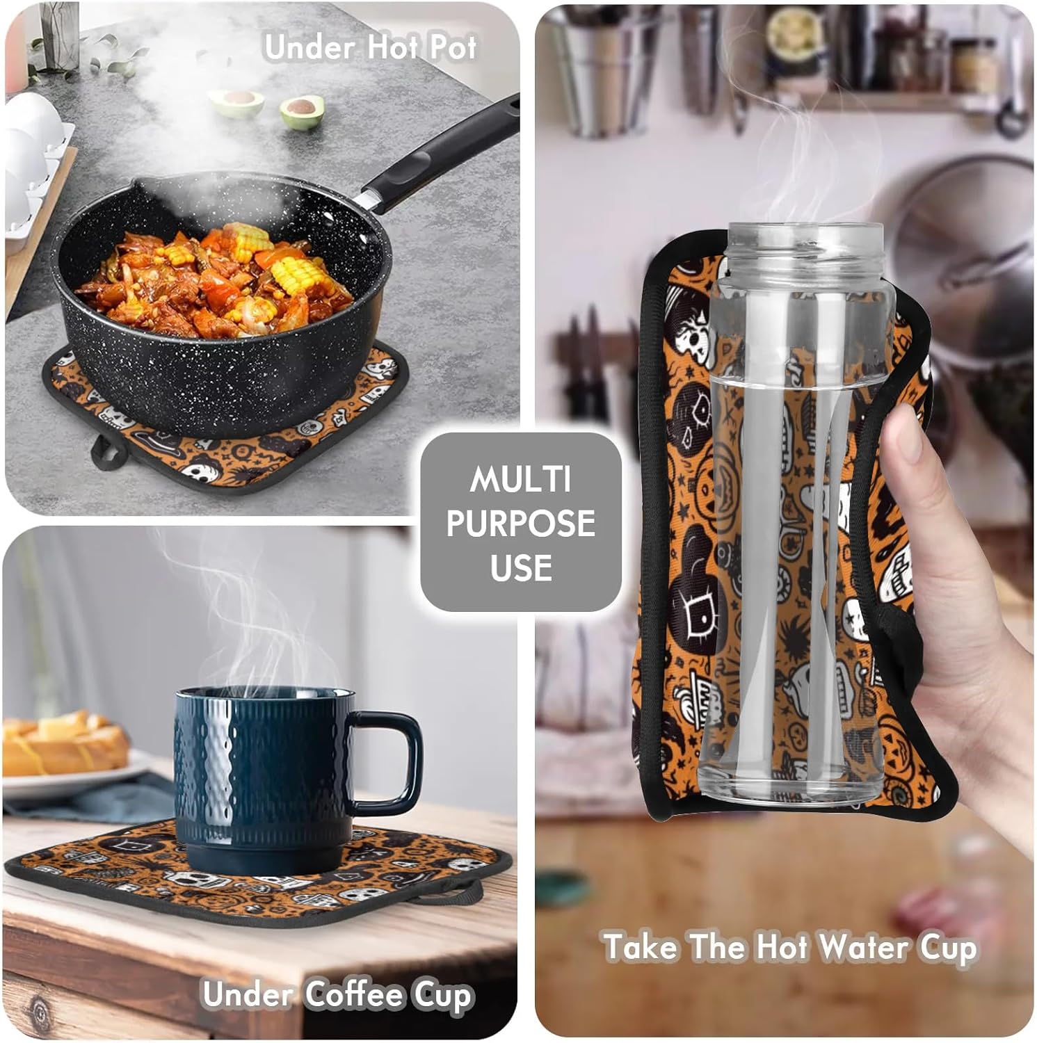 Halloween Safe Hands Oven Mitts and Pot Holders Set of 2