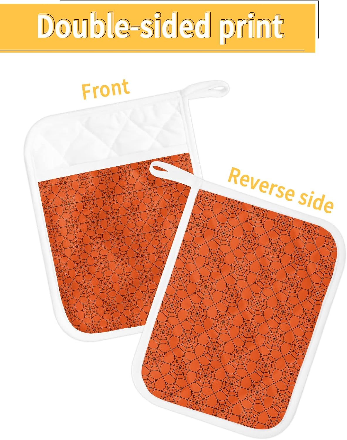 GEOMETRIC HALLOWEEN POT HOLDER SET - 5pcs Heat-Resistant Oven Mitts with Pocket