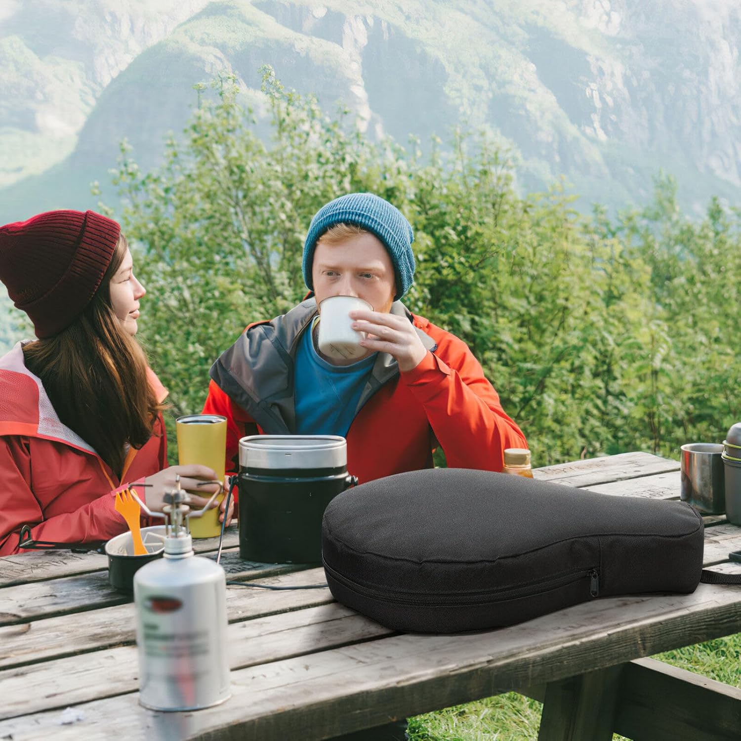 Hemoton 2-Piece Cast Iron Folding Bag for Outdoor Camping