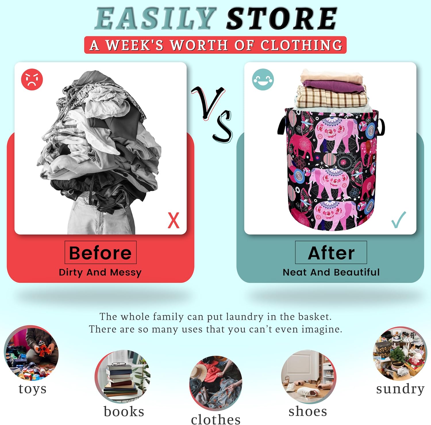 Compact Versatile Folding Laundry Basket for Home Storage