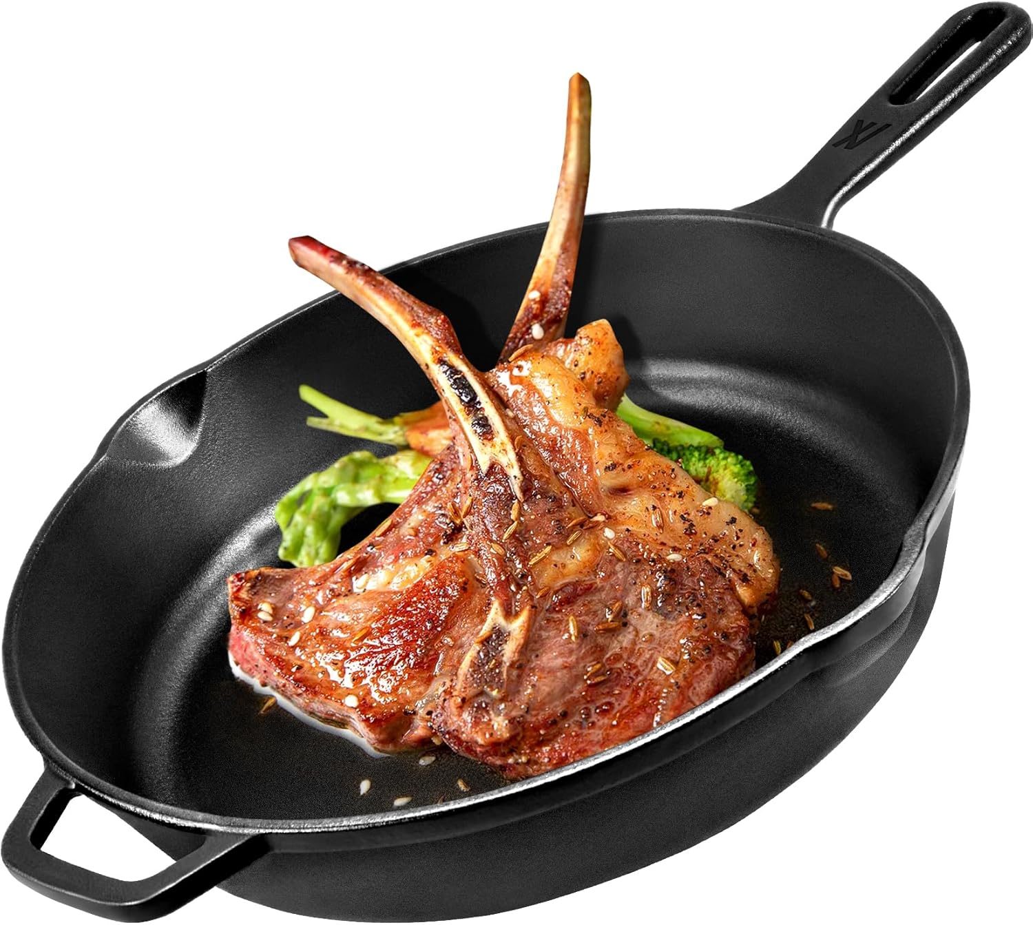 GGC Cast Iron Skillet - 12-inch Pro Heat Retentive Easy to Use