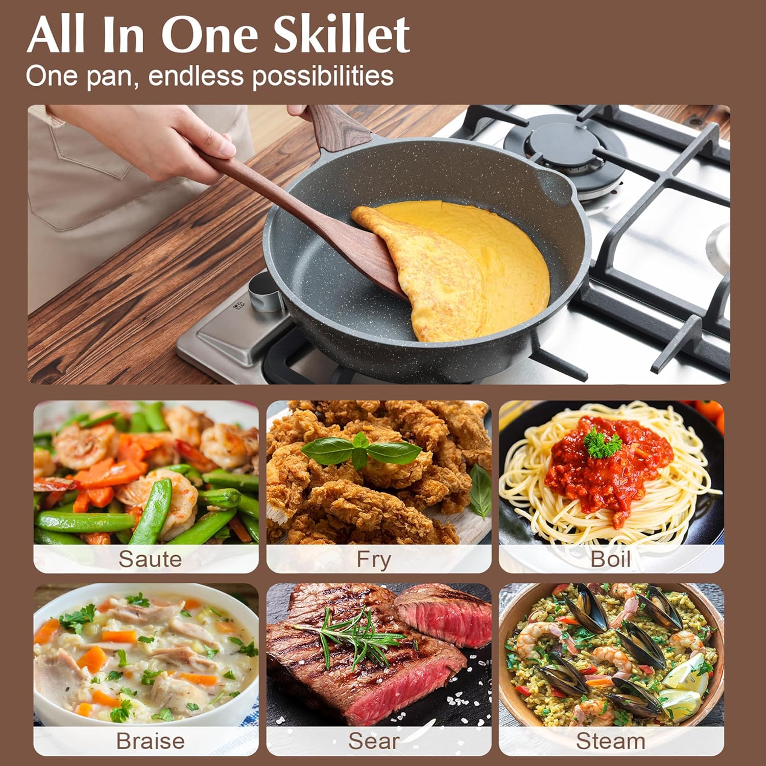 SENSARTEStay-Cool Deep-Frying Pan with Non-Stick Surface 10-Inch