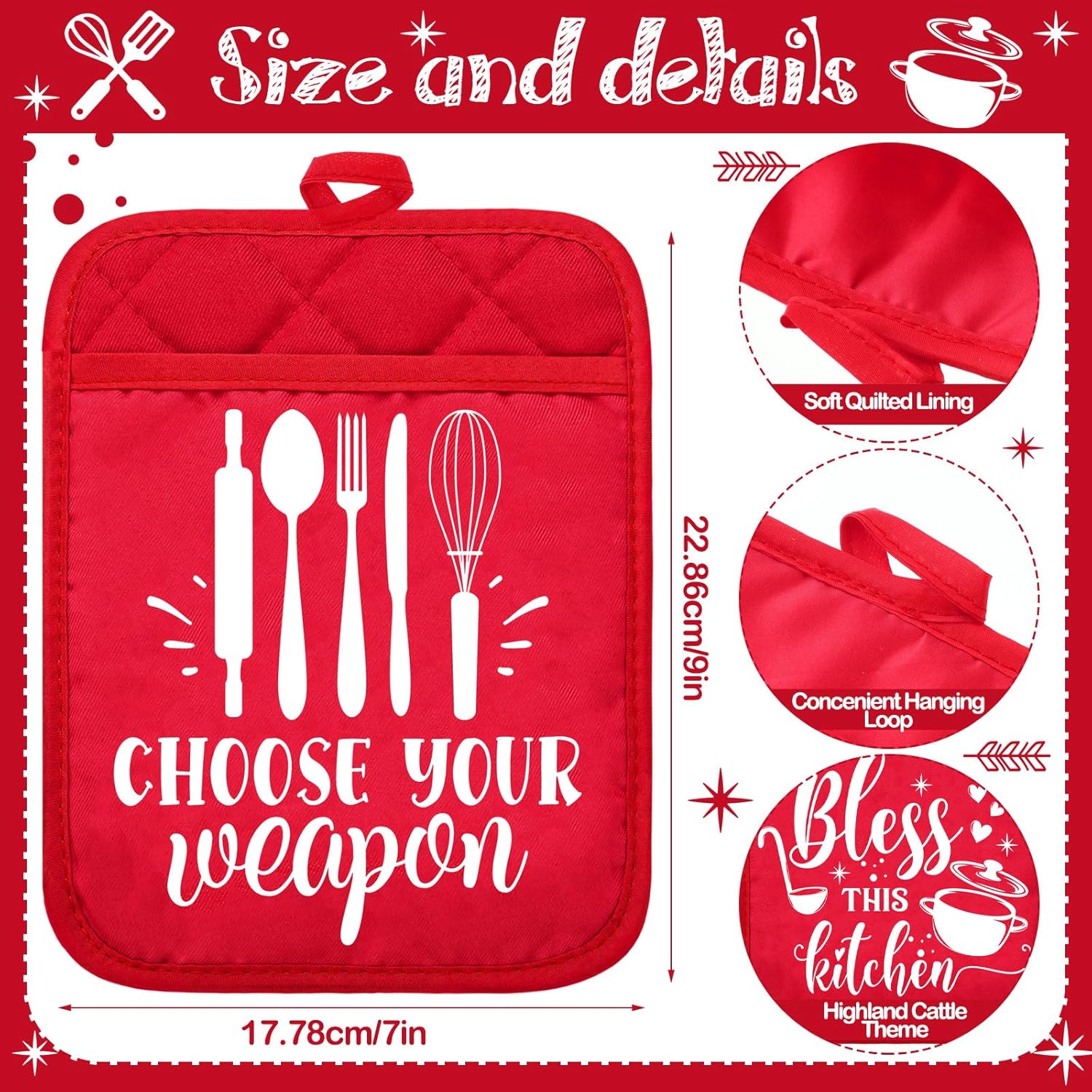 Jingmore 12-Piece Funny Baking Pot Holders