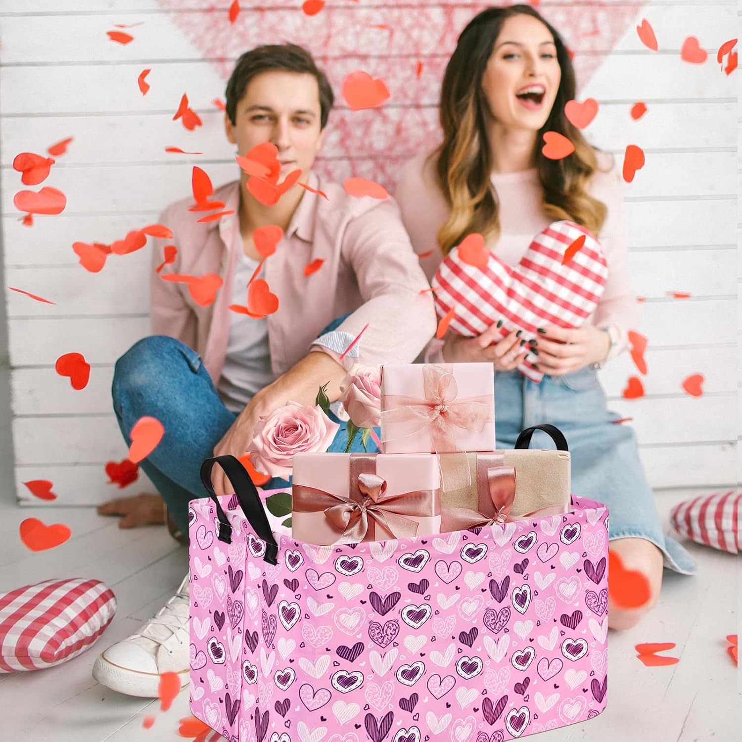 Valentine Pink Storage Basket for Kids Room
