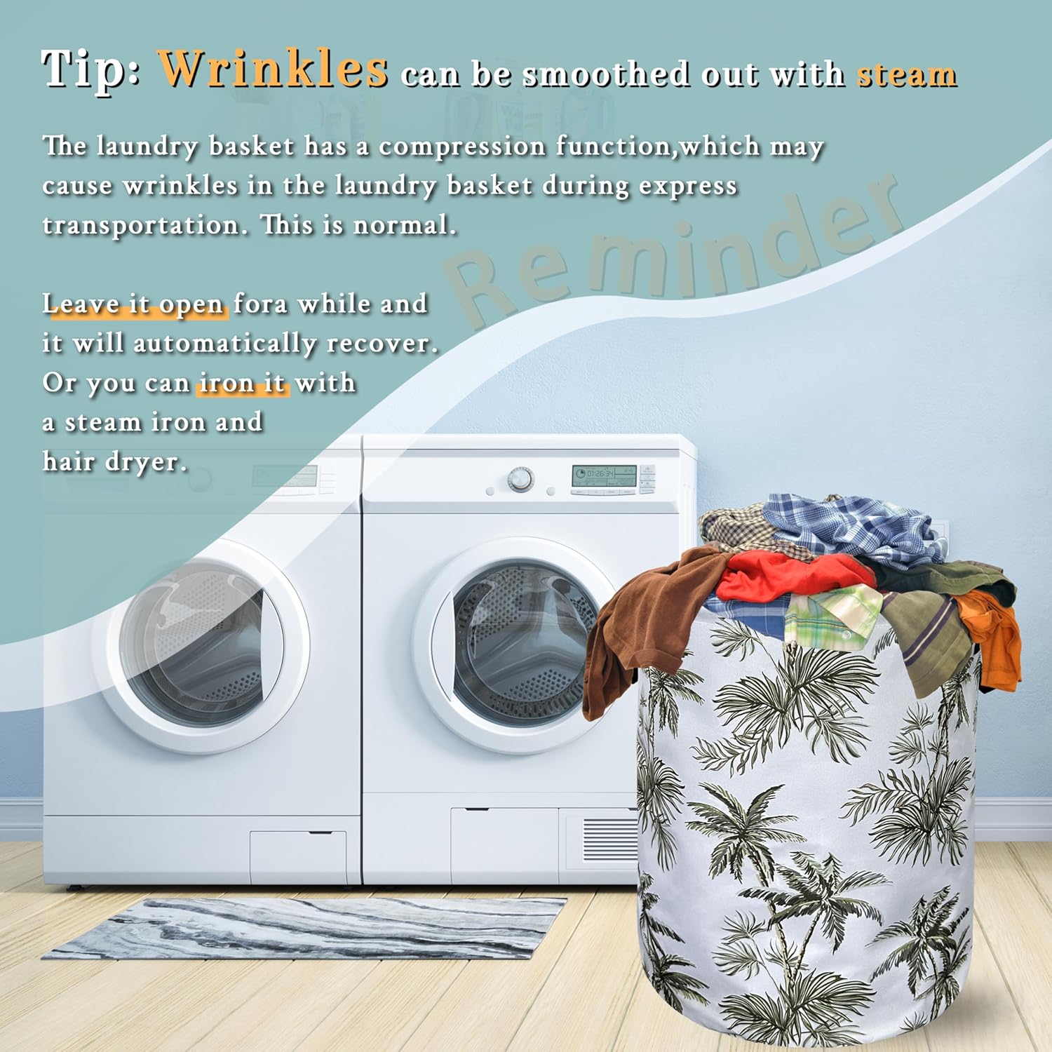 SE Lindons Tropical Palm Tree Laundry Basket - Lightweight Durable