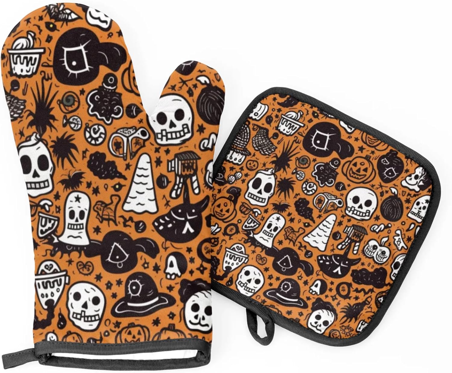 Halloween Safe Hands Oven Mitts and Pot Holders Set of 2