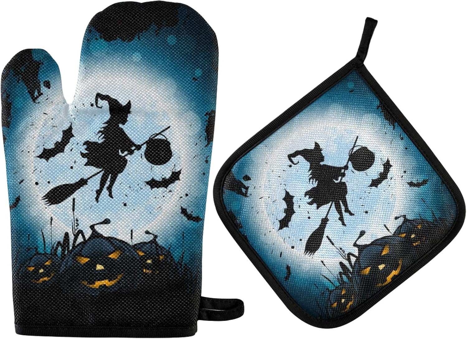 Aflyko Halloween Witch Oven Mitt Set Heat-Resistant Durable