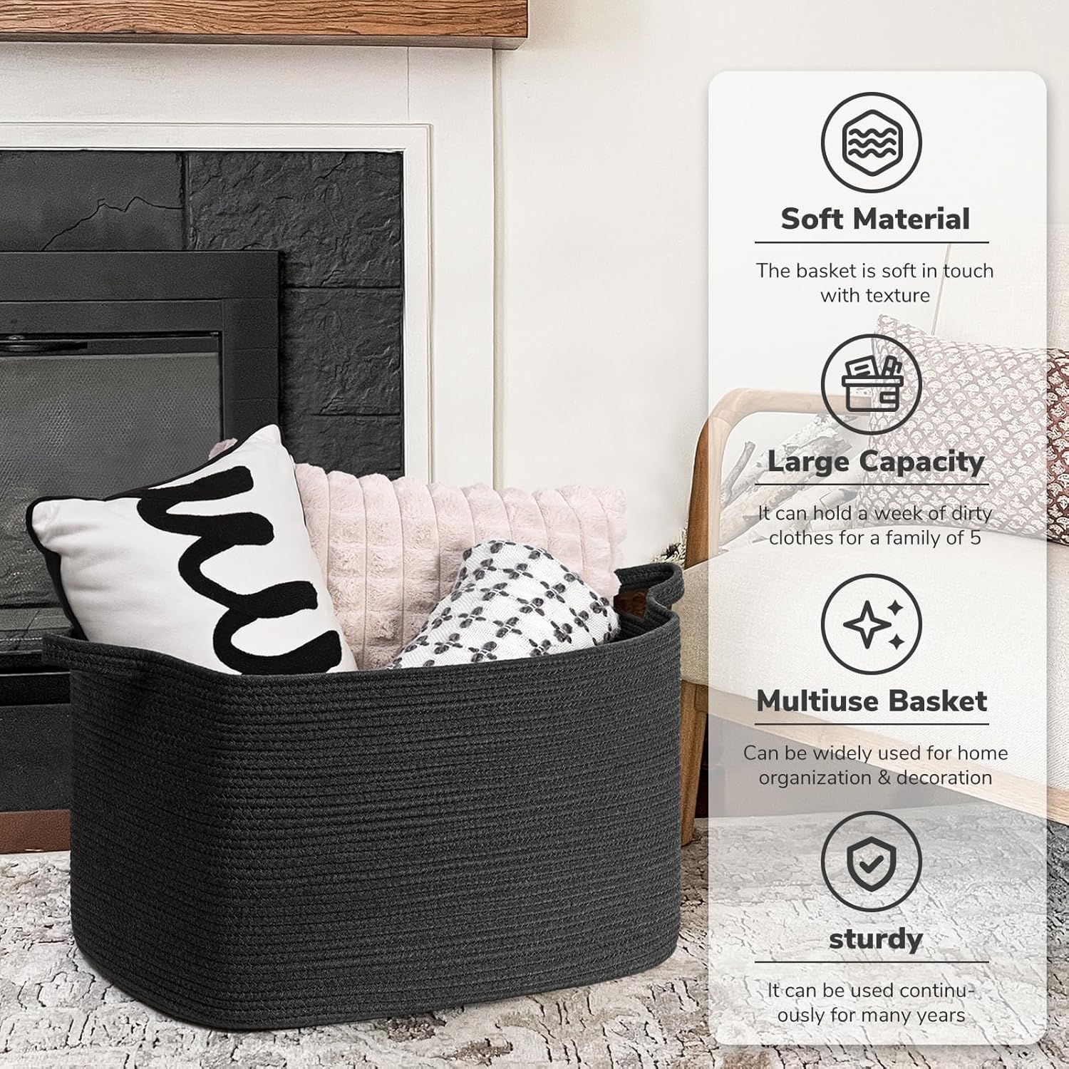 Sturdy Durable Storage Basket for Living Room