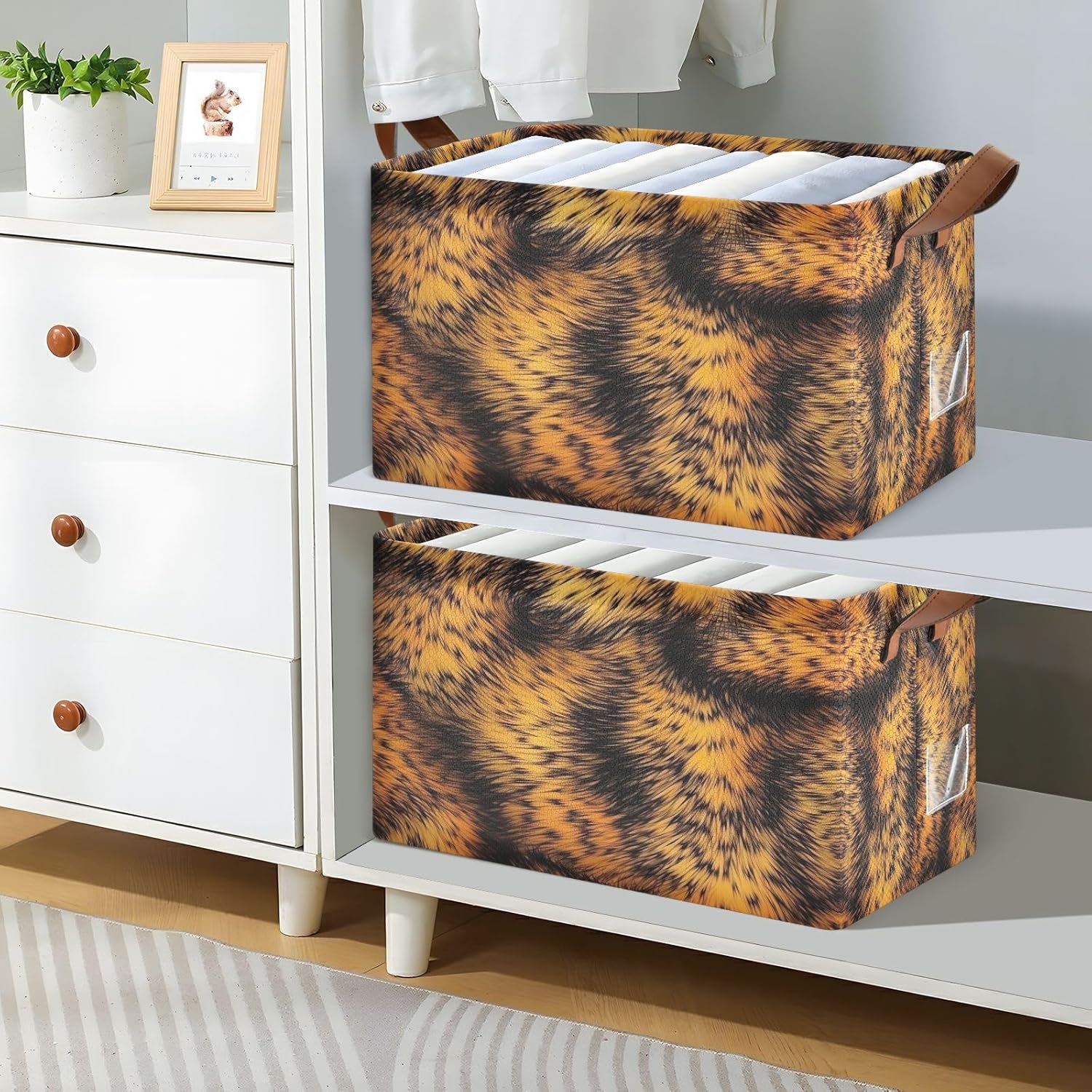 Big Leopard Dresser Storage Basket - Collapsible Waterproof