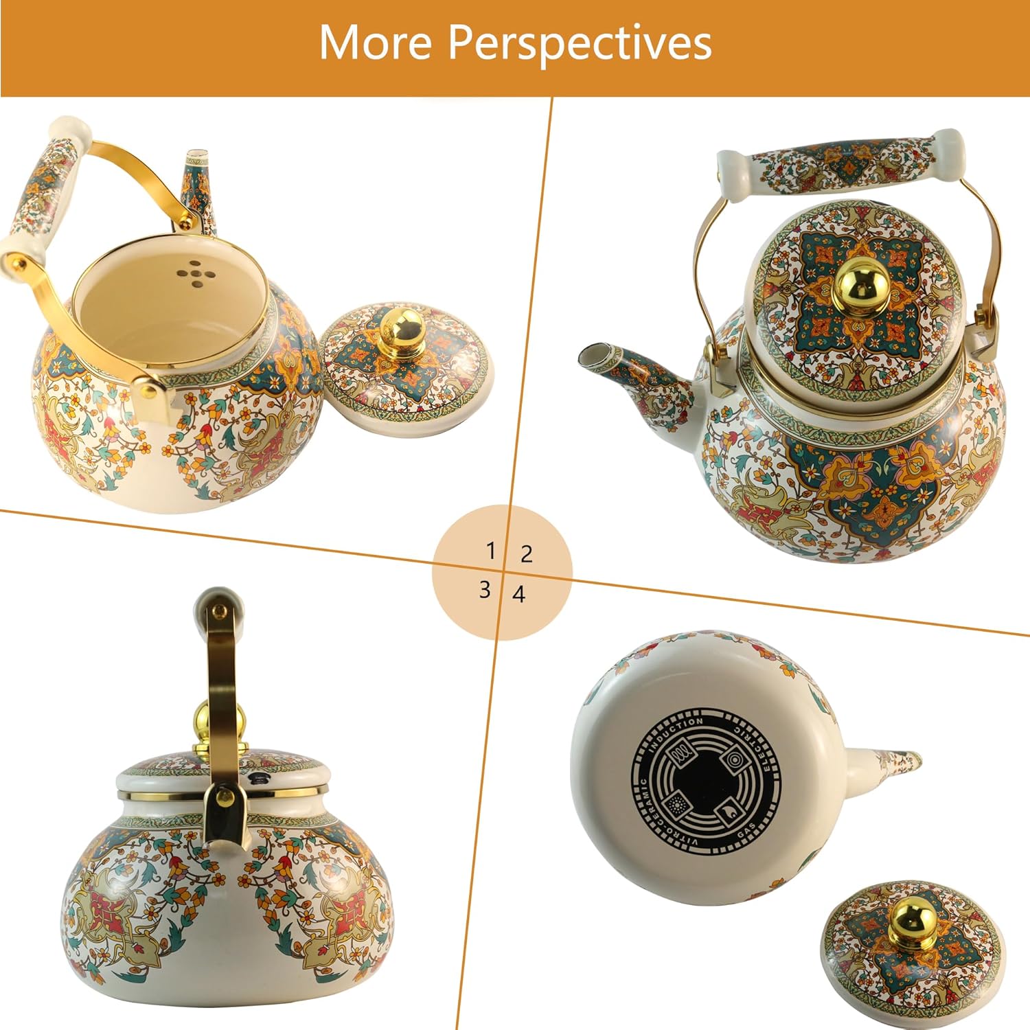 Floral Metal Tea Kettle