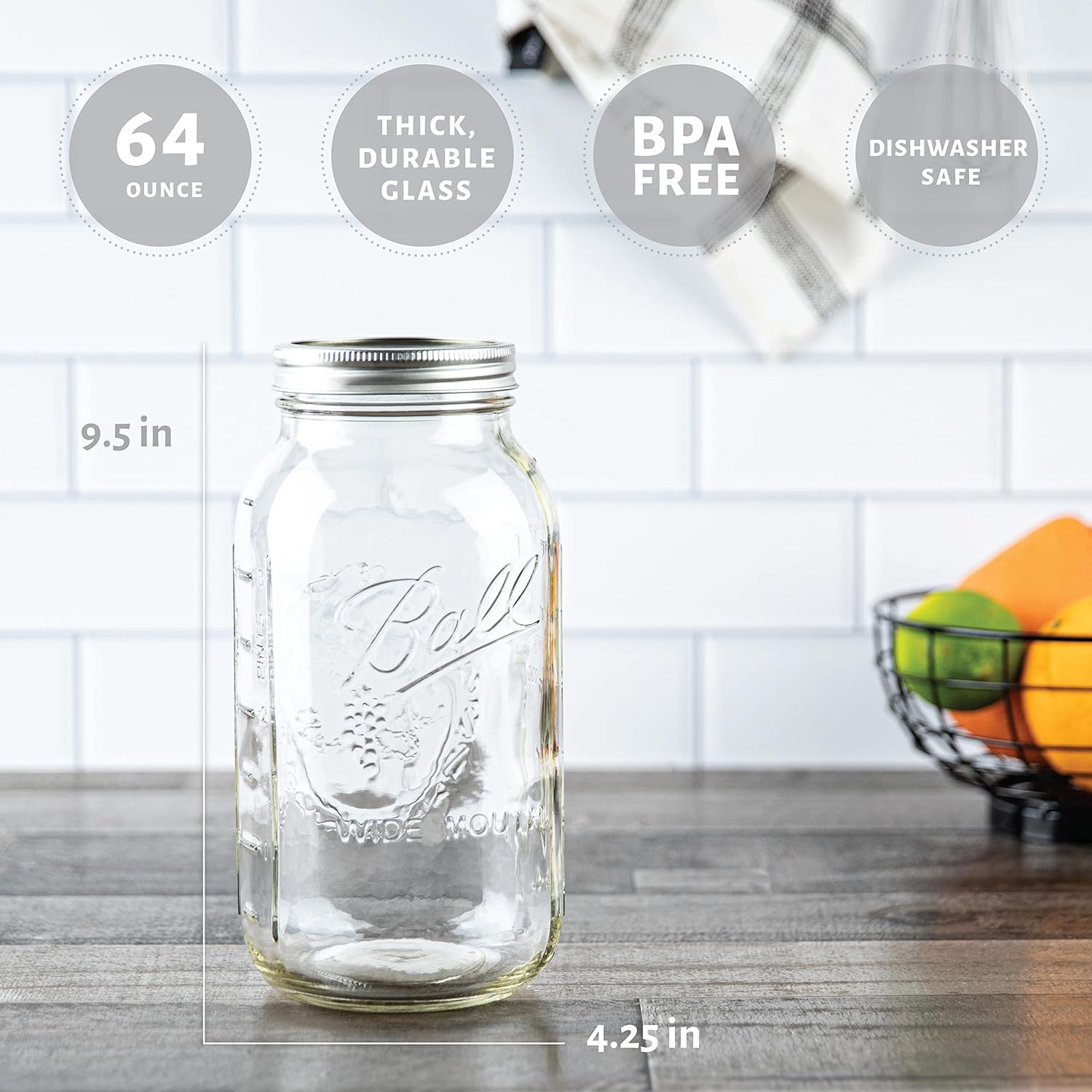 KITCHENTOOLZ Wide Mouth Mason Jars Set of 2
