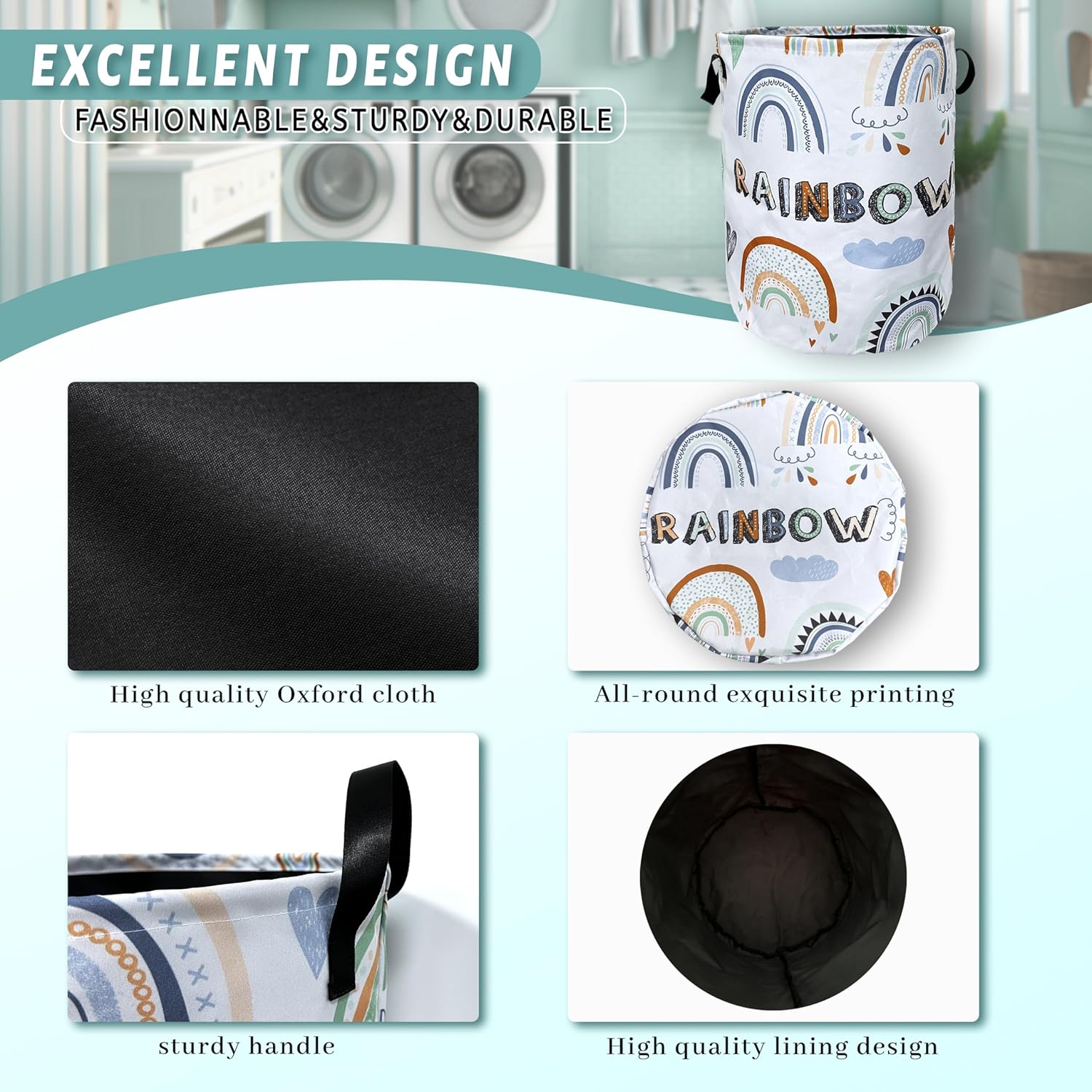 Cute Rainbow Functional Laundry Basket