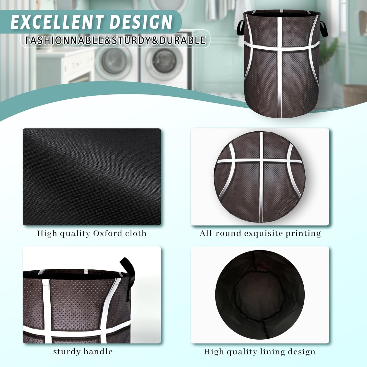 Basketball Texture Laundry Hamper