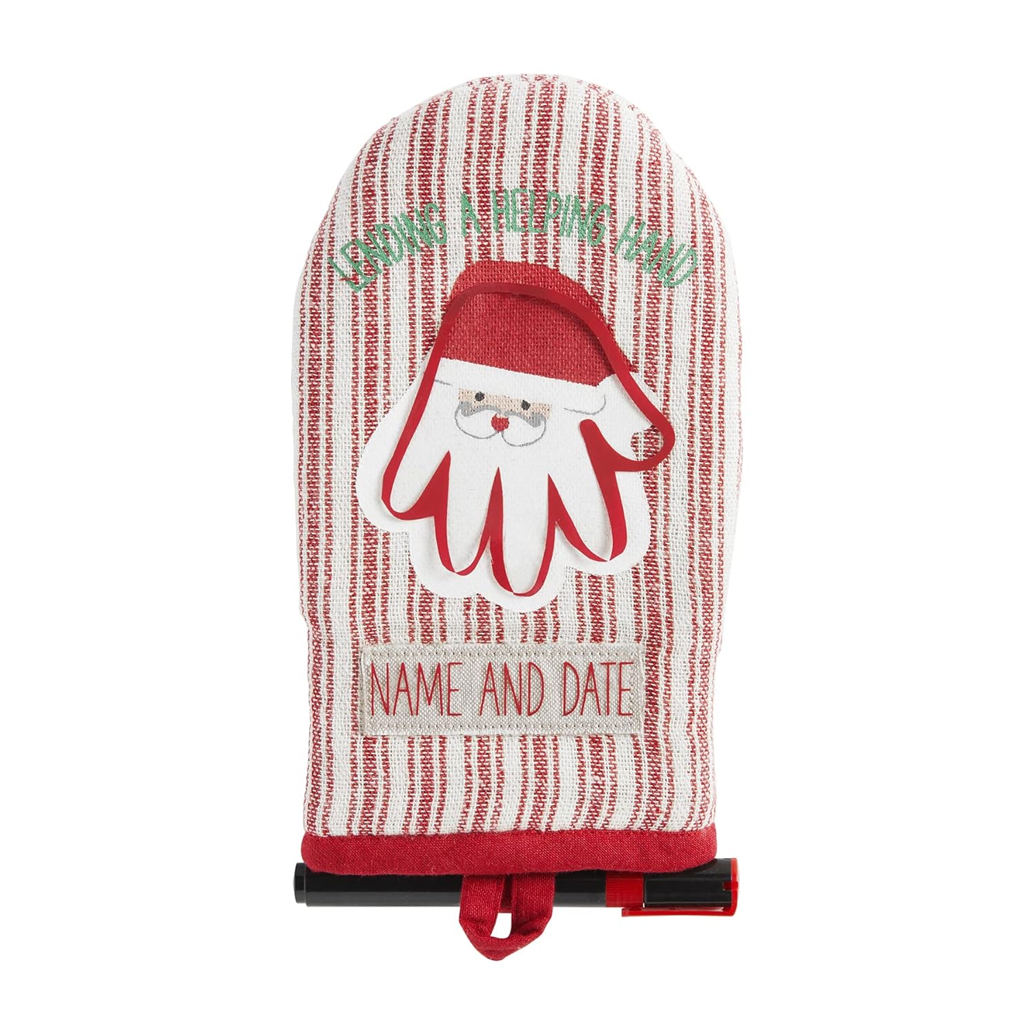 Mud Pie Childrens Holiday Hand Print Oven Mitt Santa