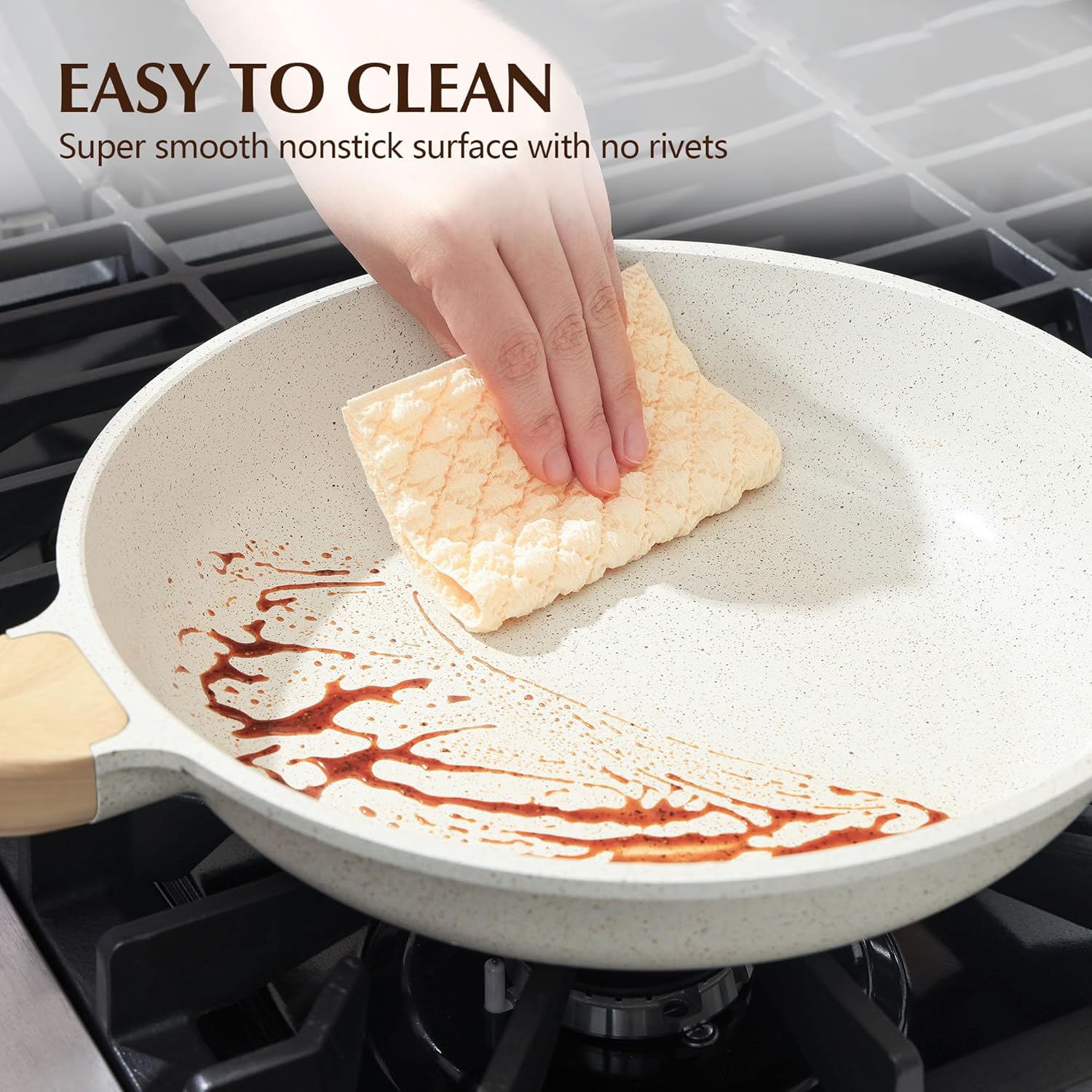SENSARTE Nonstick Ceramic Frying Pan with Lid Safe Non-toxic and Healthy