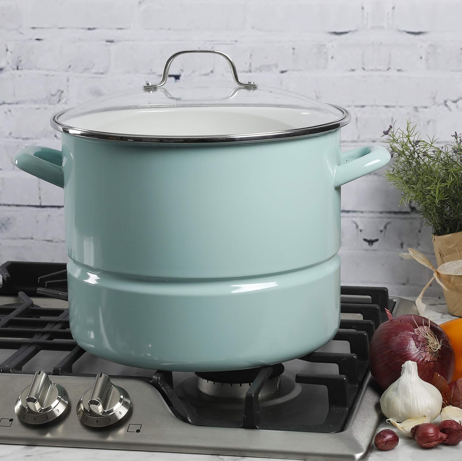Kenmore 16-Quart Steam Pot with Insert and Lid Glacier Blue