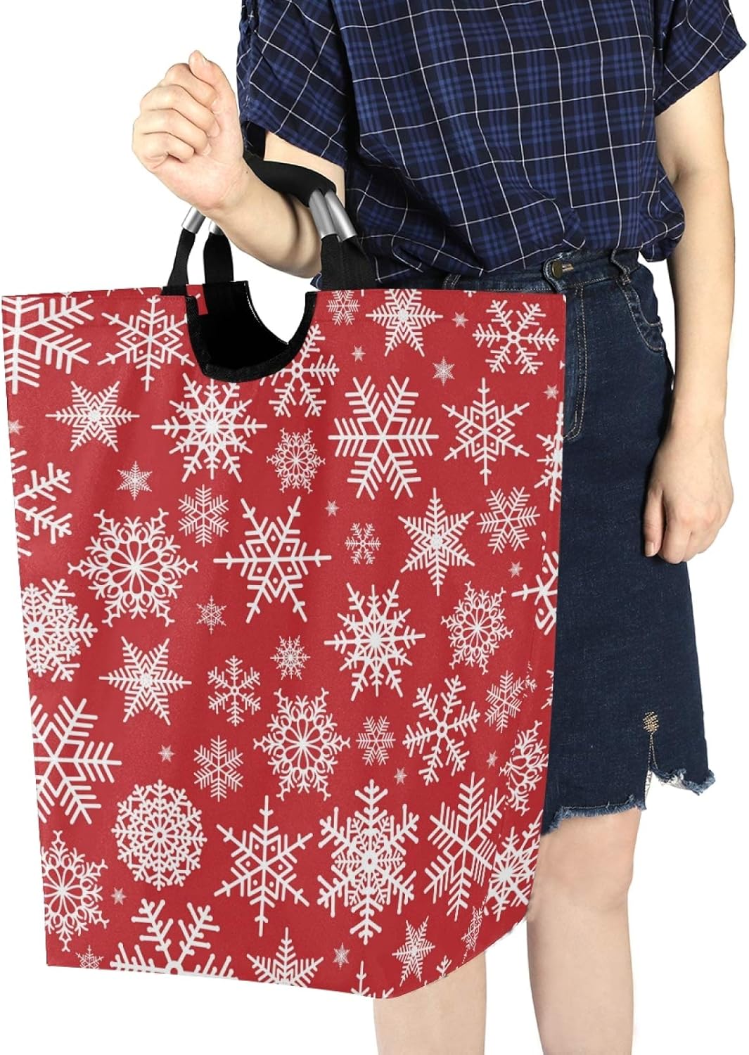 Sushi Christmas White Snowflakes Laundry Basket