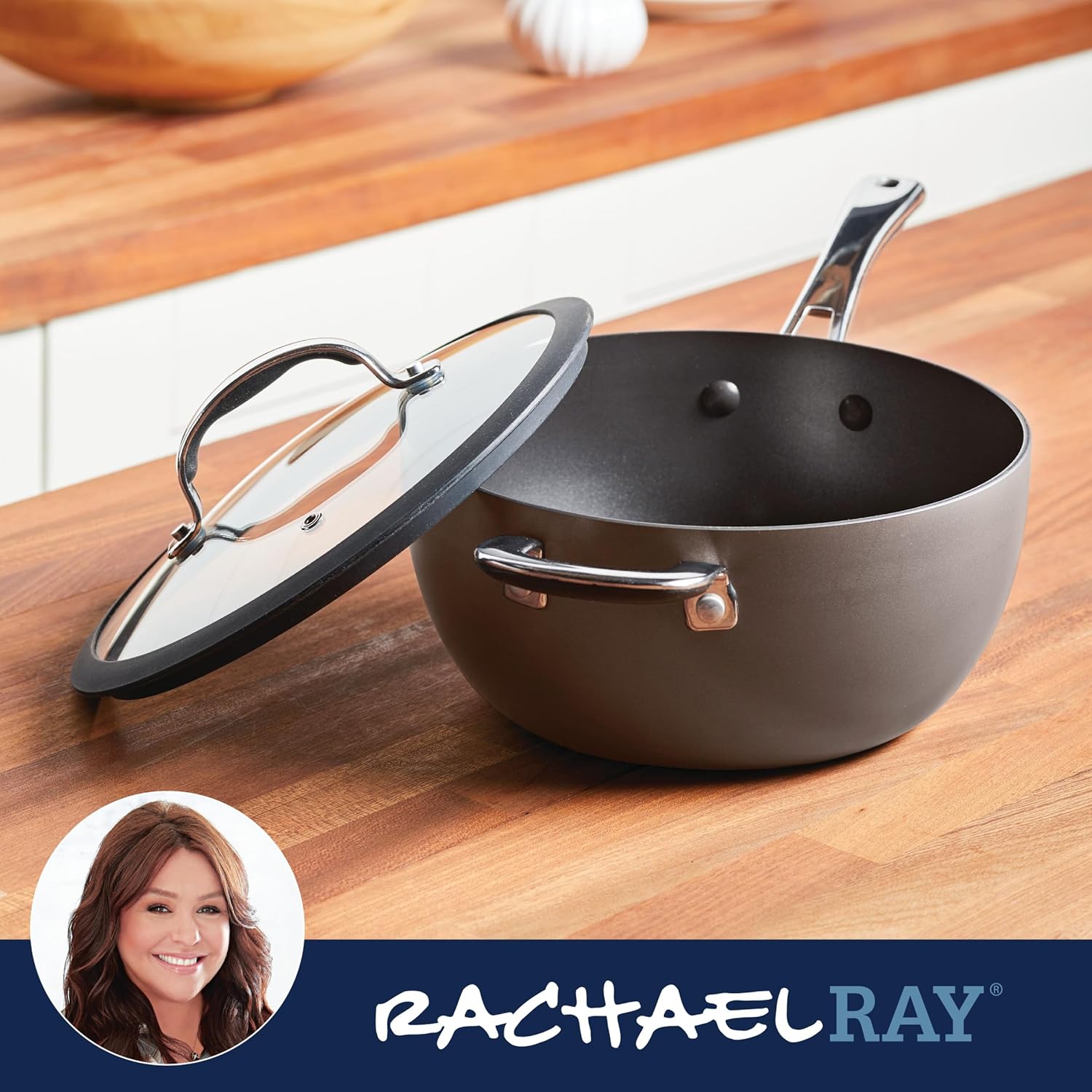 Rachael Ray Cook Create 45 Quart Hard Anodized Nonstick Saucepan with Lid