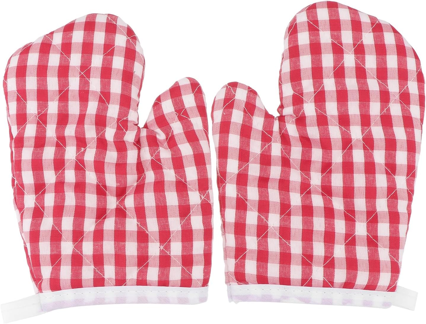 2Pcs Red Checkered Oven Mitts