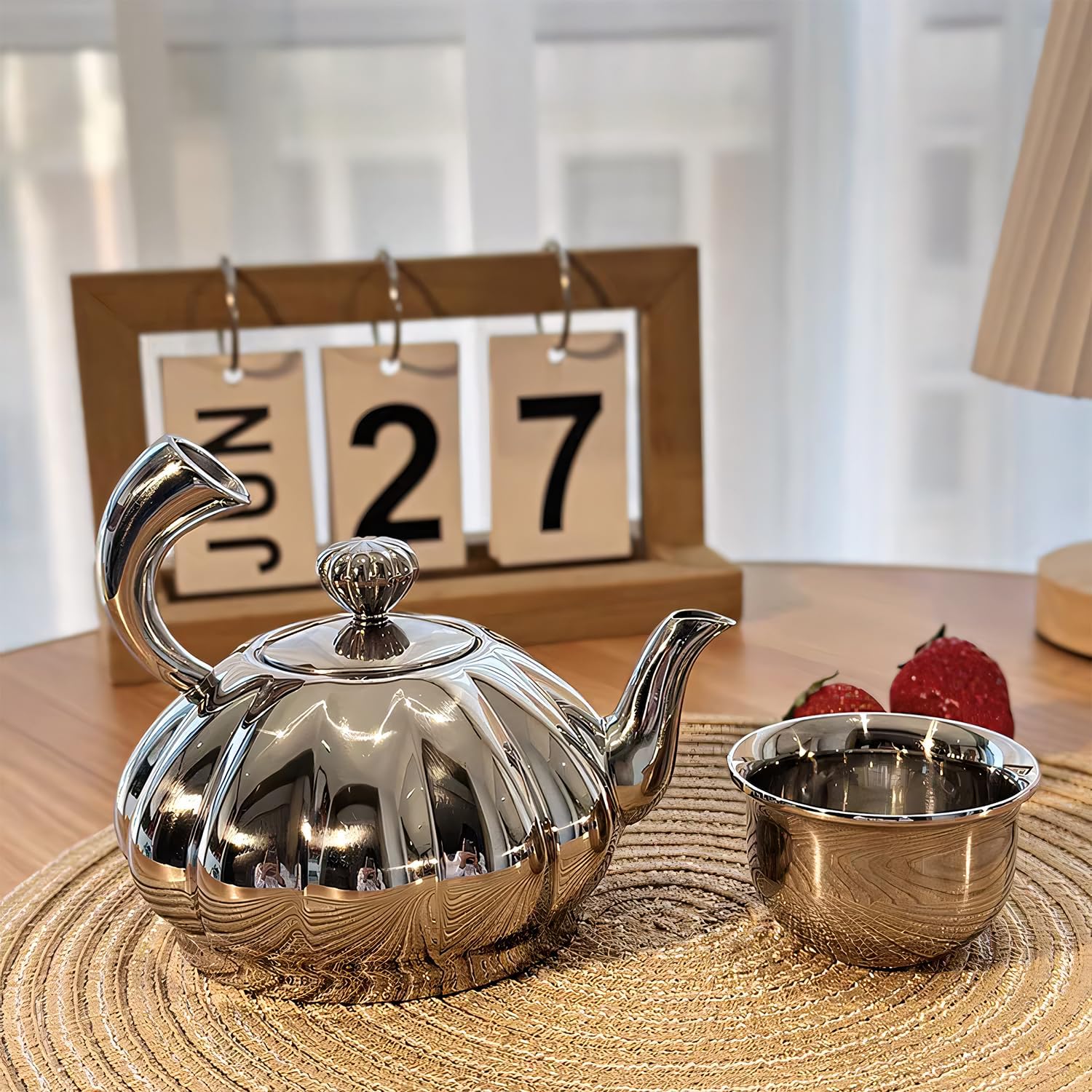 Pumpkin-Style Stainless Steel Tea Kettle Small Durable for Coffee Tea