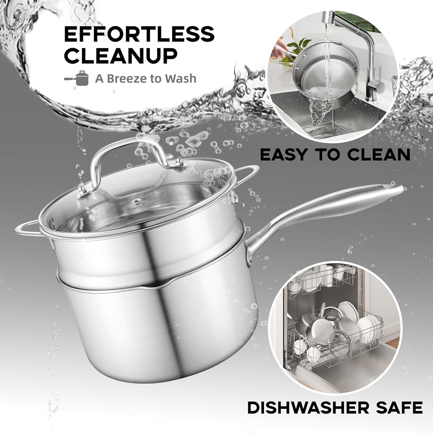 Perfectsta churches ss saucepan with steamer elegant cooking tool for home kitchen
