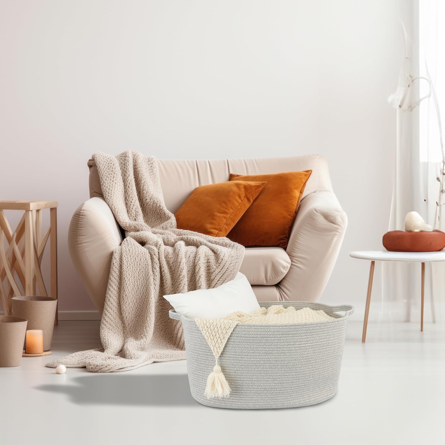 Large Woven Rope Storage Basket