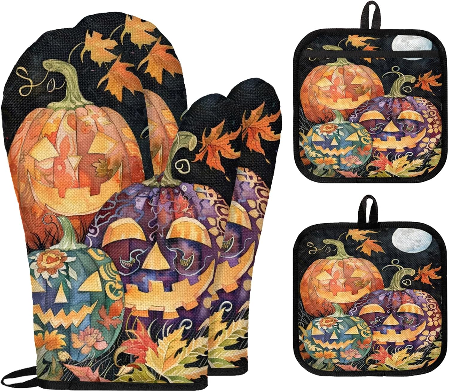 Halloween Unleashed 4-Piece Oven Mitts Potholders