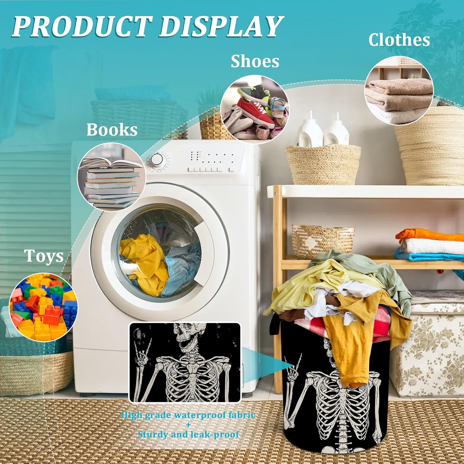 Funny Skull Laundry Hamper