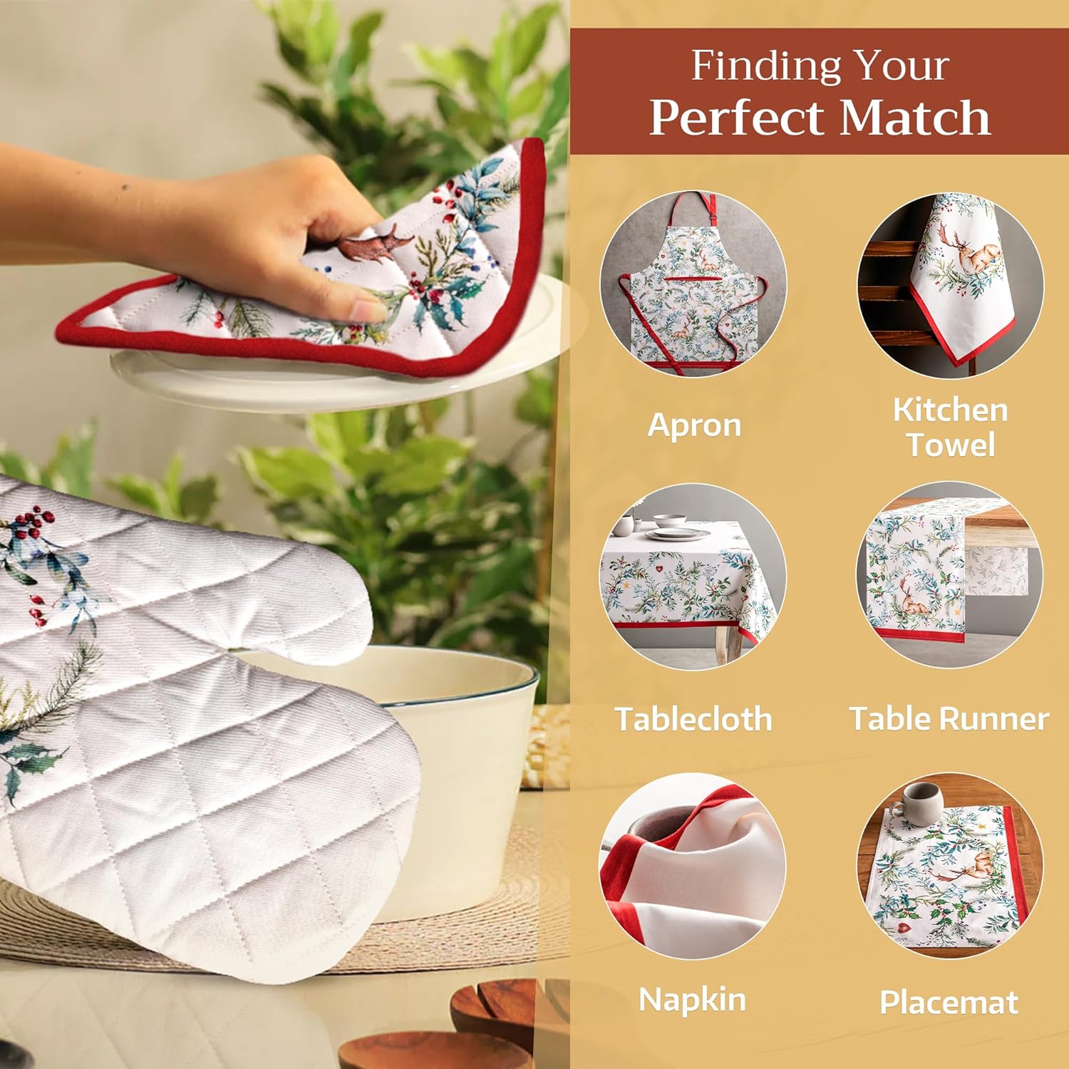 Maison dHermine Oven Mitts Heat-Resistant Cotton Gloves