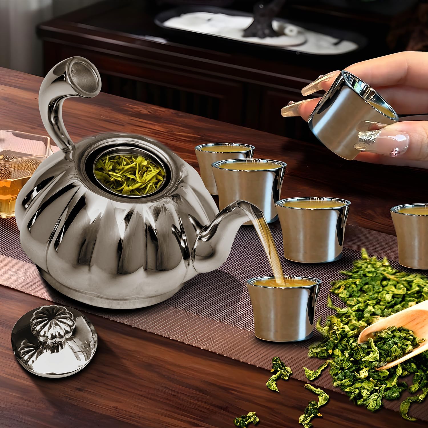 Pumpkin-Style Stainless Steel Tea Kettle Small Durable for Coffee Tea