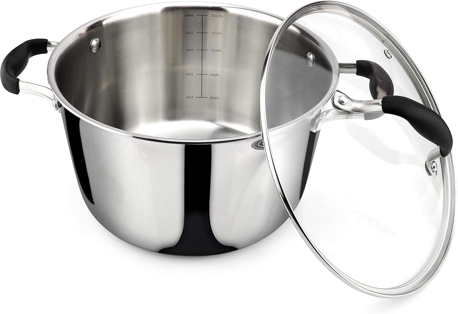 AVACRAFTSturdy 1810 Stainless Steel Dutch Oven with Glass Lid Best Cooking Pan Ever
