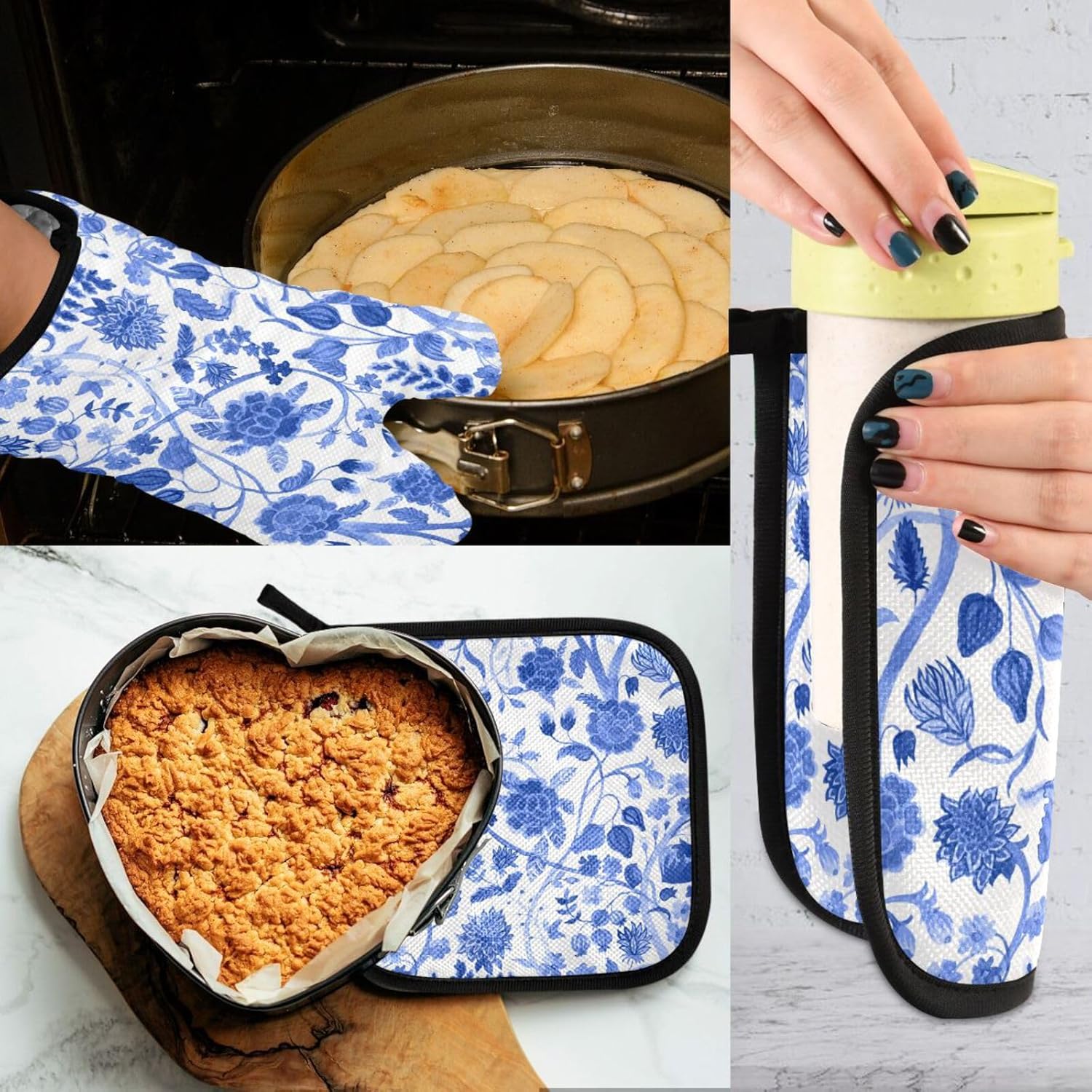 Durable Cooking Mitt Potholder Set for Heat-Resistant Kitchen Use