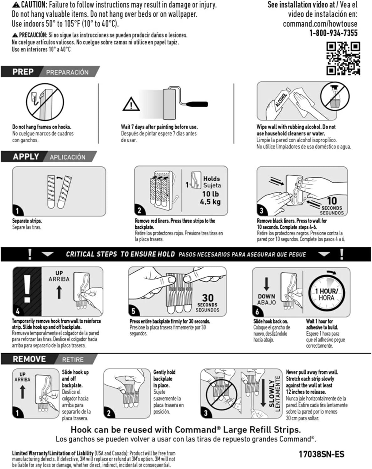 Durable Matte Black Wall Hook 3 Strips for Easy Hanging