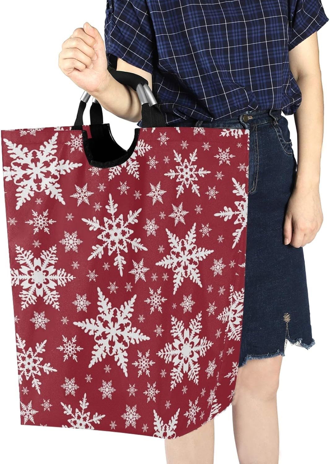 Susiyo Christmas Snowflakes Collapsible Laundry Basket for Kids