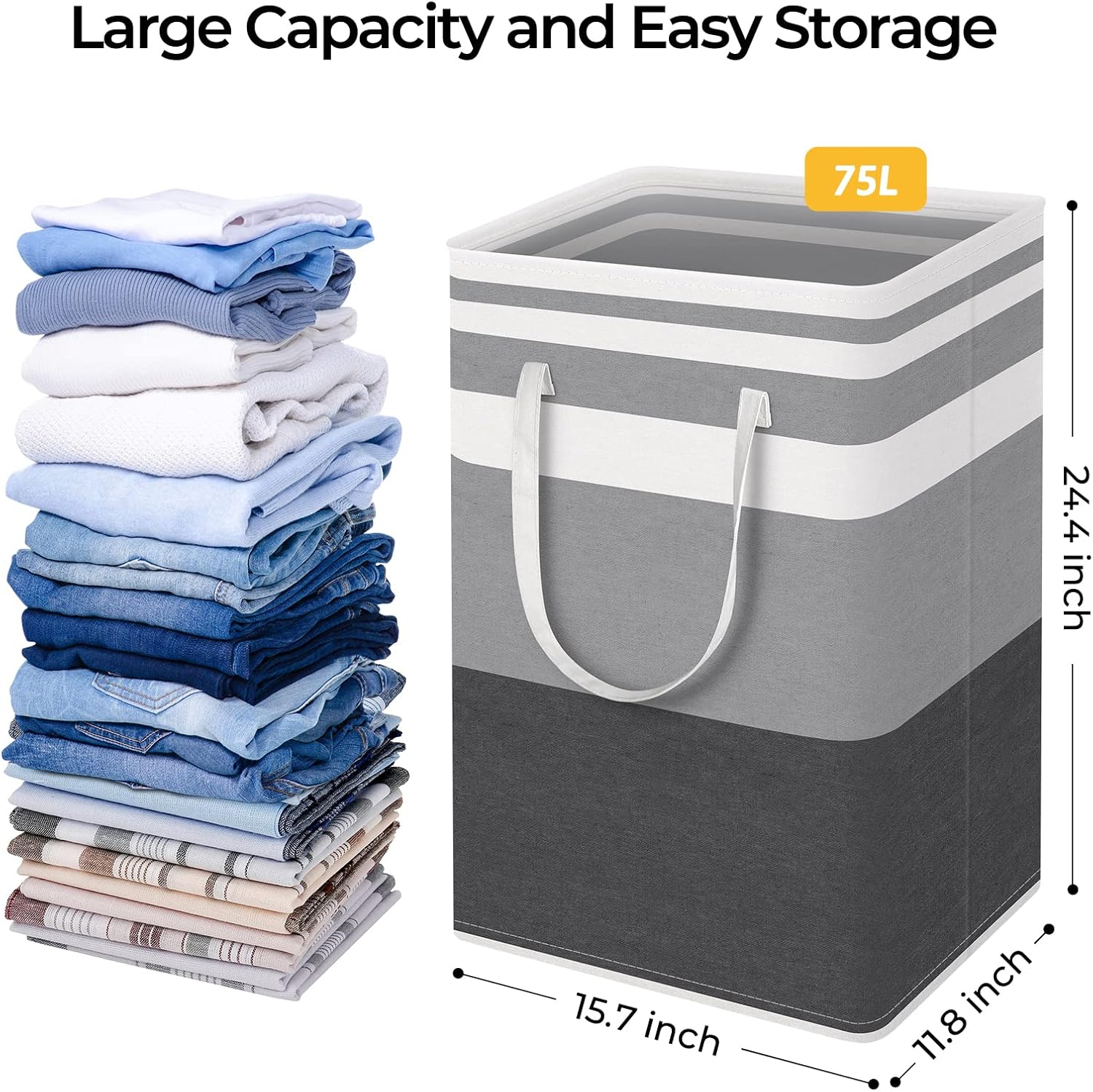HomeHacks 3-Pack Large Laundry Basket Powerful Design Durable Waterproof