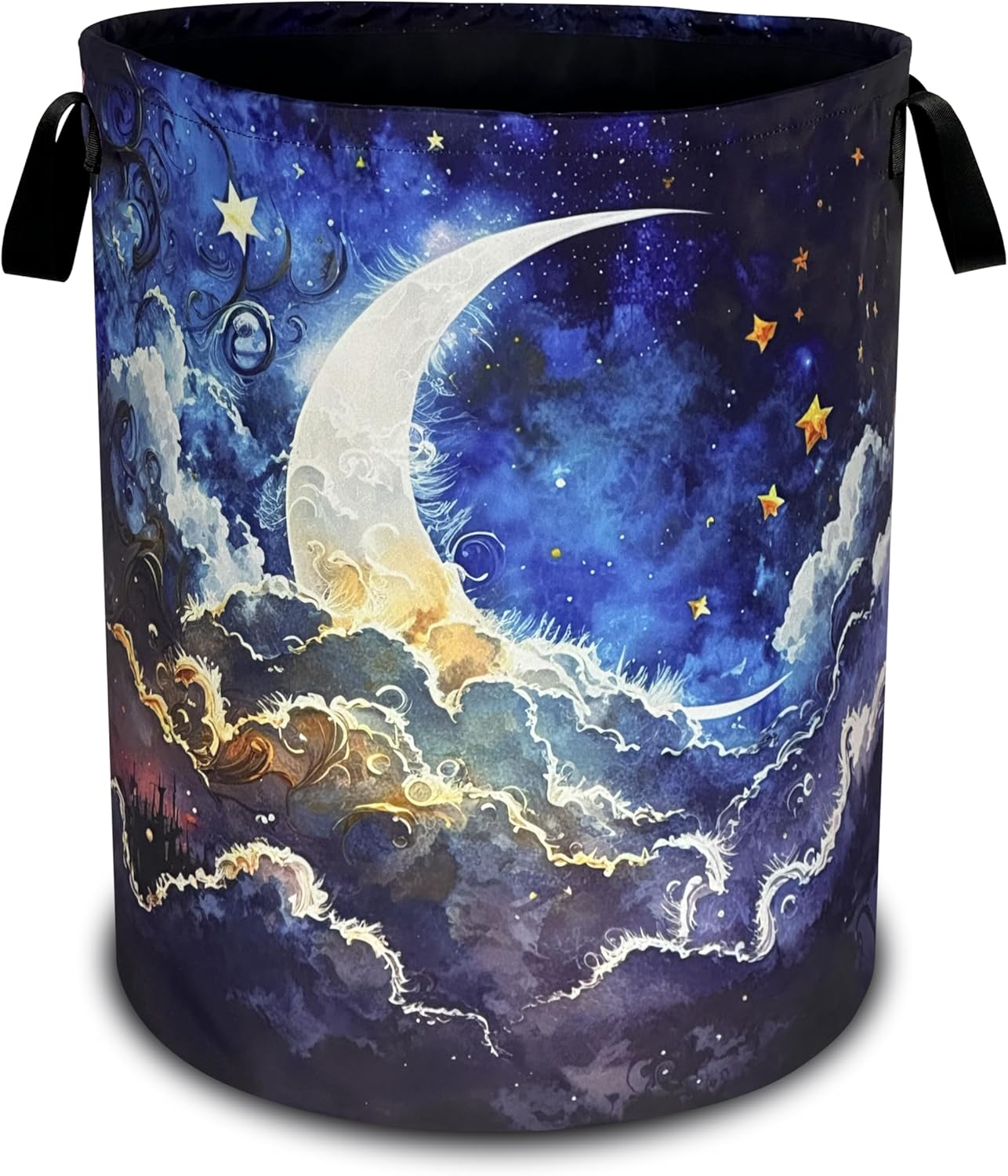 Starry Sky Laundry Basket with Handle Foldable Oxford Fabric 189x165 Inch