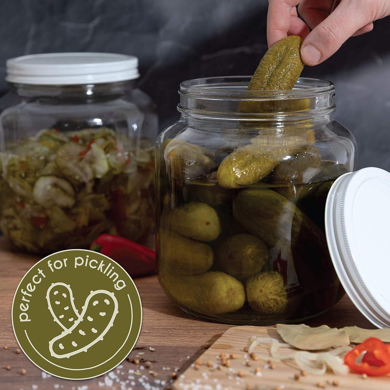 Kitchentoolz Half Gallon Mason Jar Wide Mouth with Airtight Metal Lid