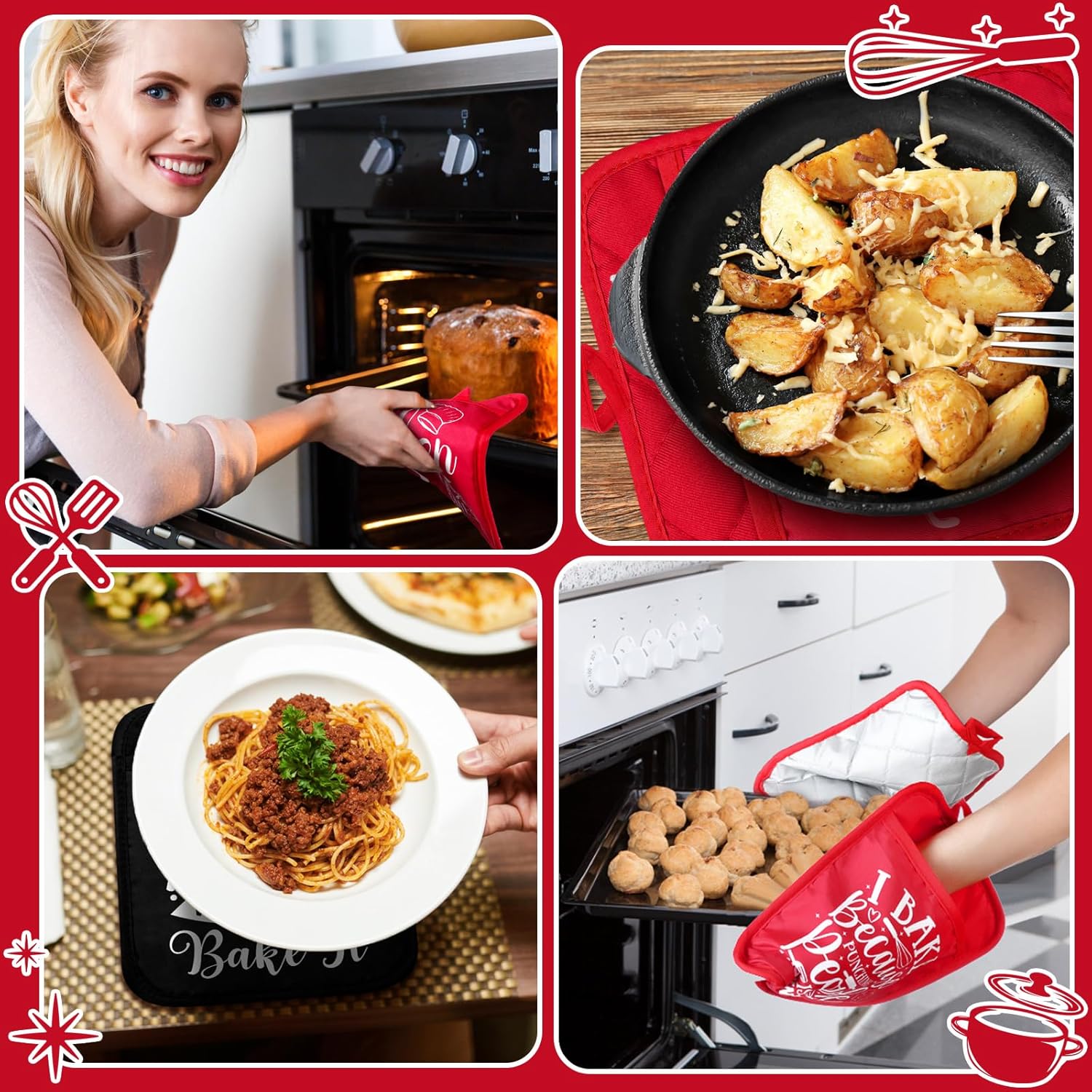 Jingmore 12-Piece Funny Baking Pot Holders