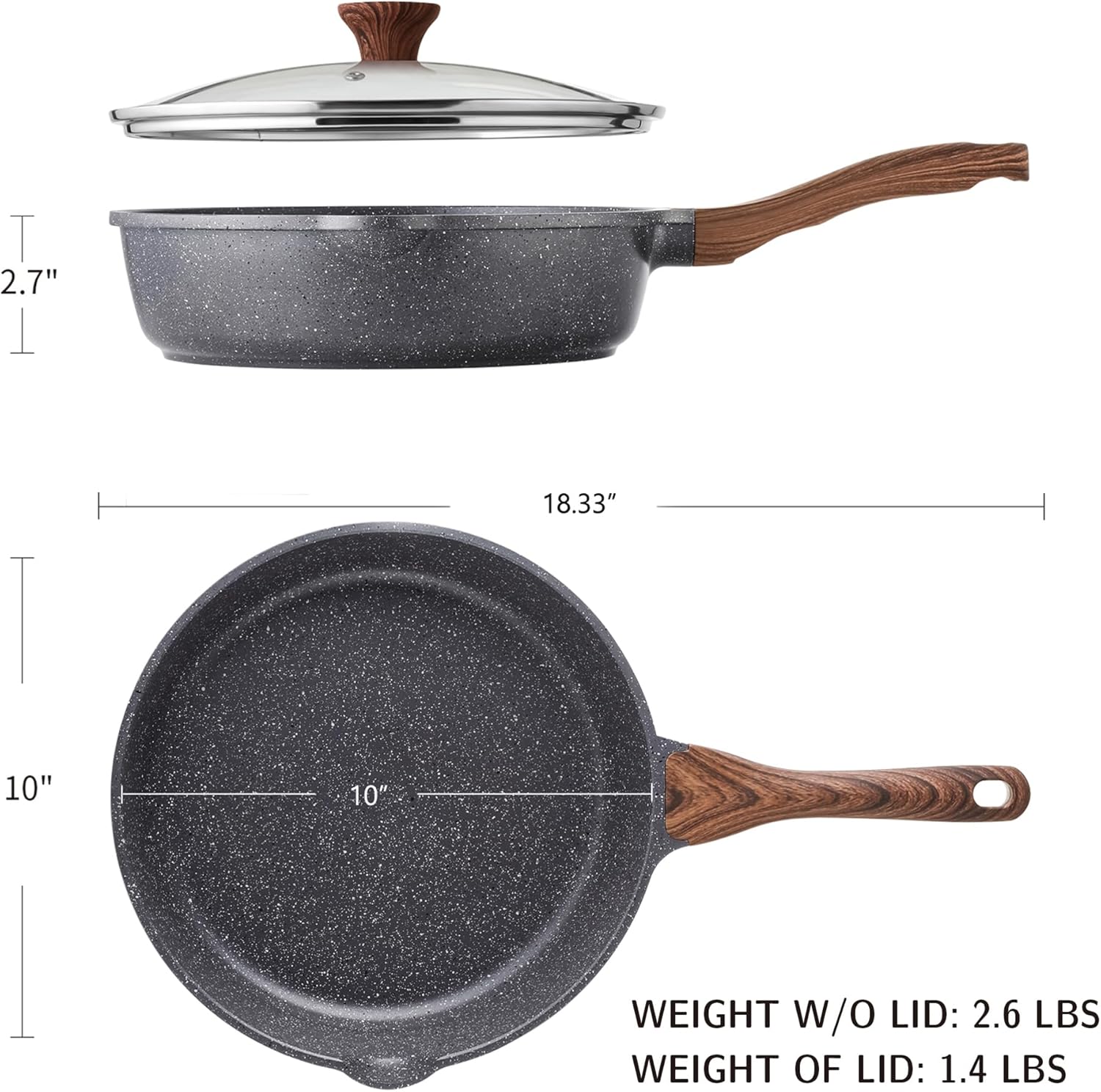 SENSARTEStay-Cool Deep-Frying Pan with Non-Stick Surface 10-Inch