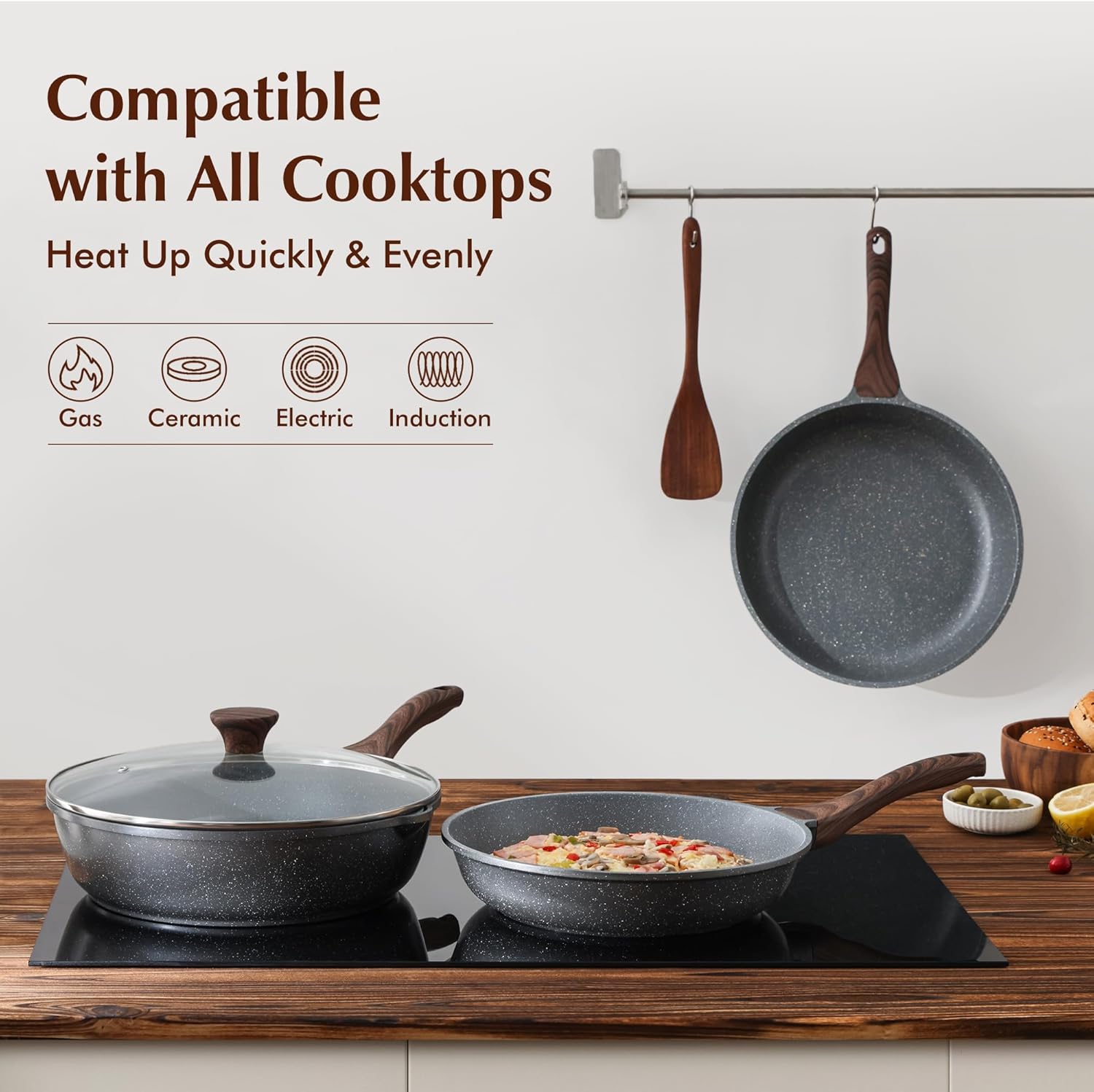 Safe Nonstick Granite Frying Pans Set