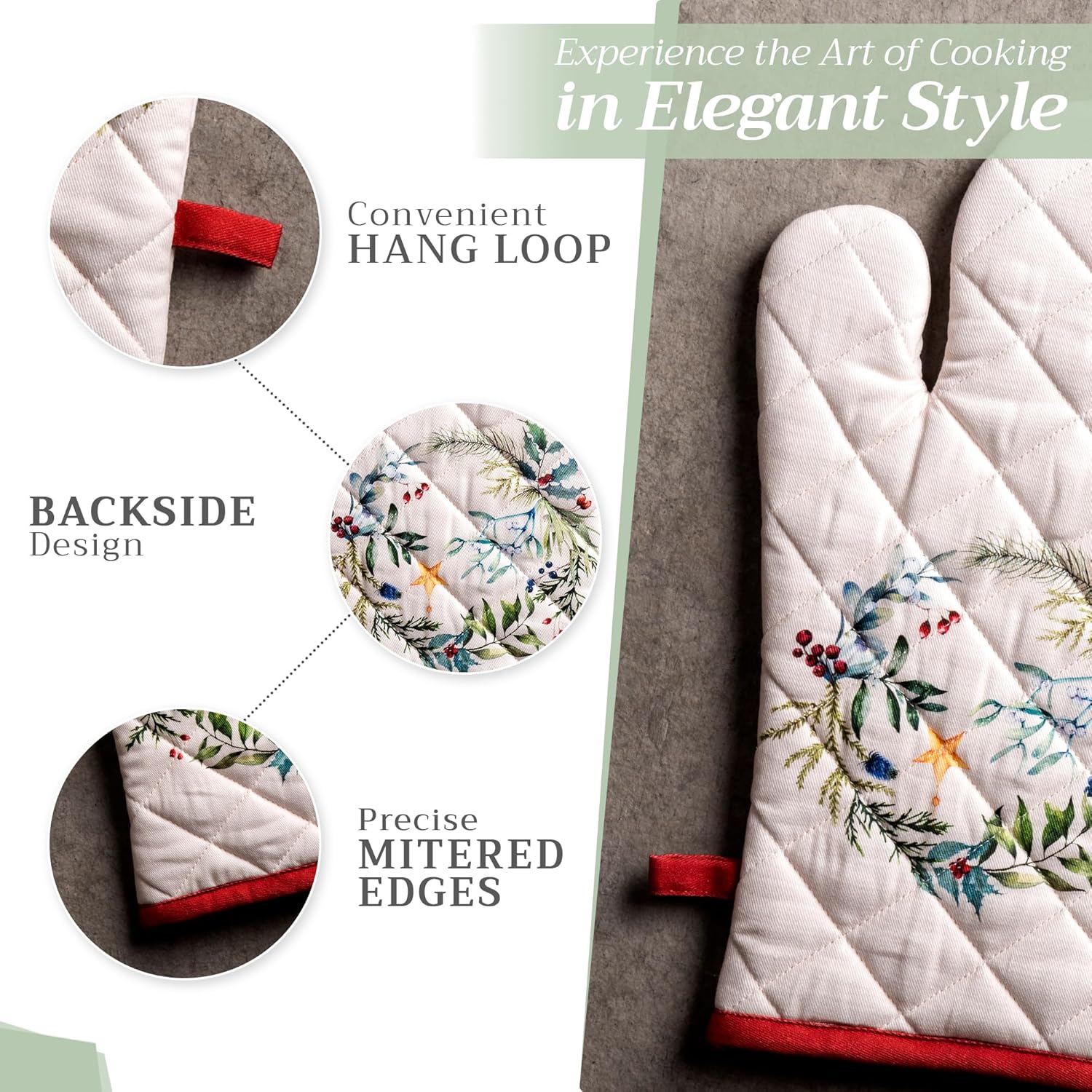 Maison dHermine Oven Mitts Heat-Resistant Cotton Gloves