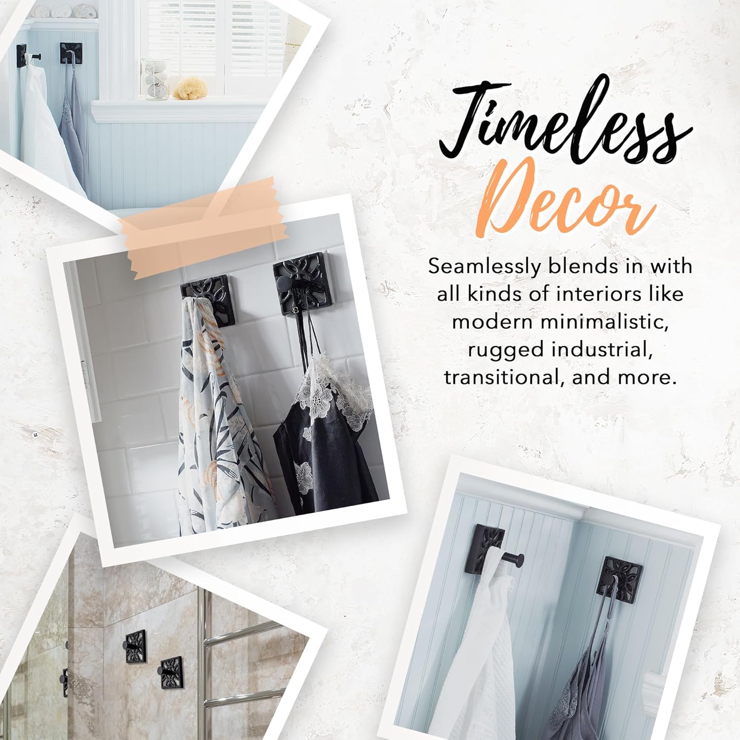 Autumn Alley Black Bath Towel robe hook
