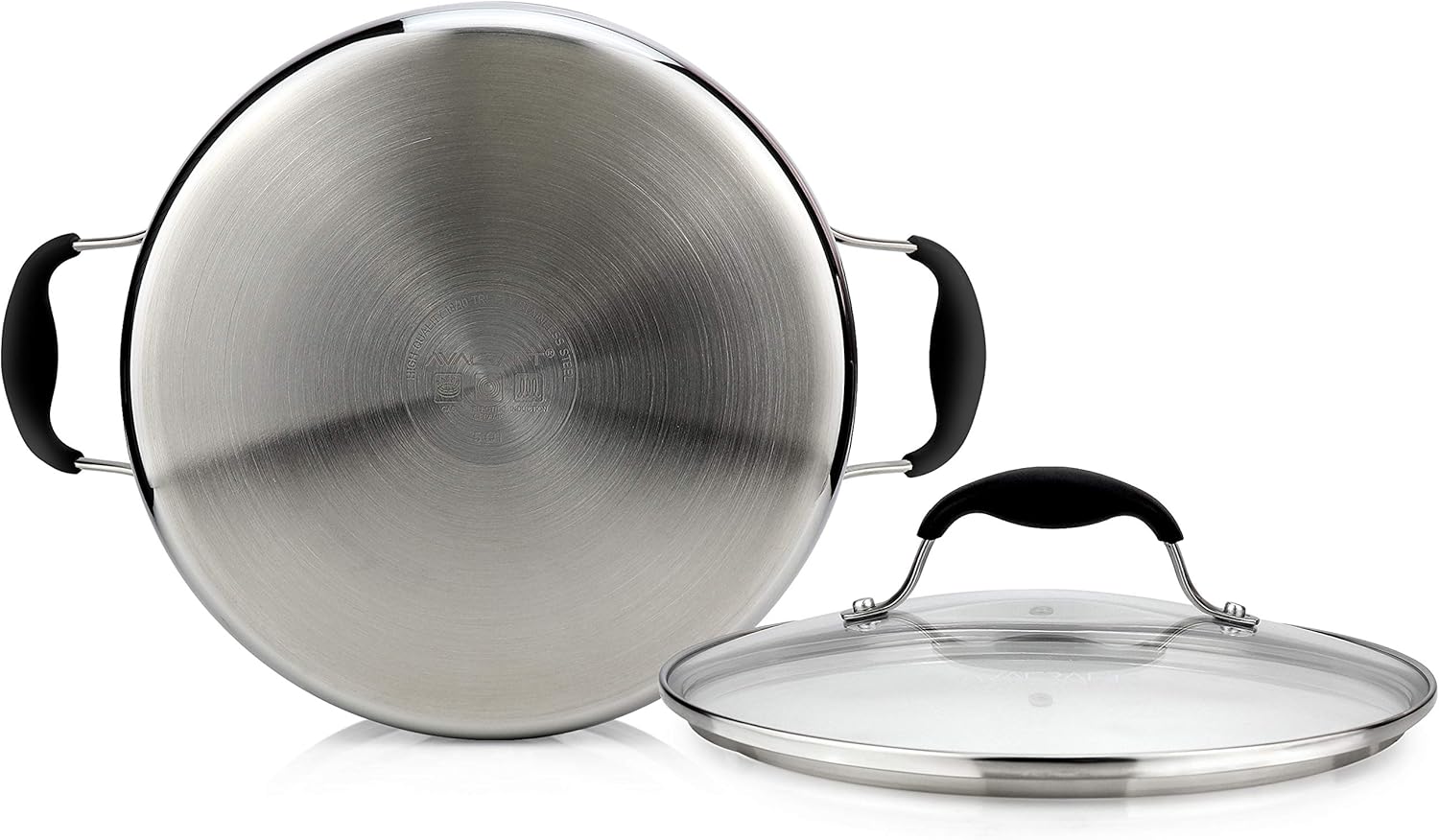 AVACRAFTSturdy 1810 Stainless Steel Dutch Oven with Glass Lid Best Cooking Pan Ever