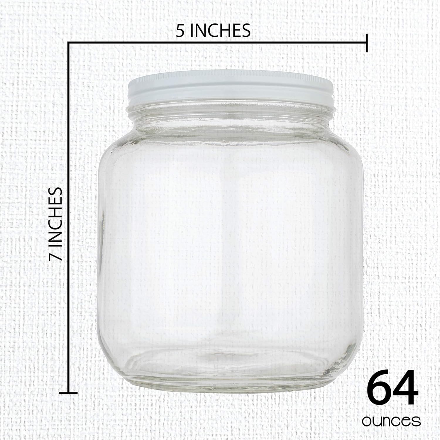 Kitchentoolz Half Gallon Mason Jar Wide Mouth with Airtight Metal Lid