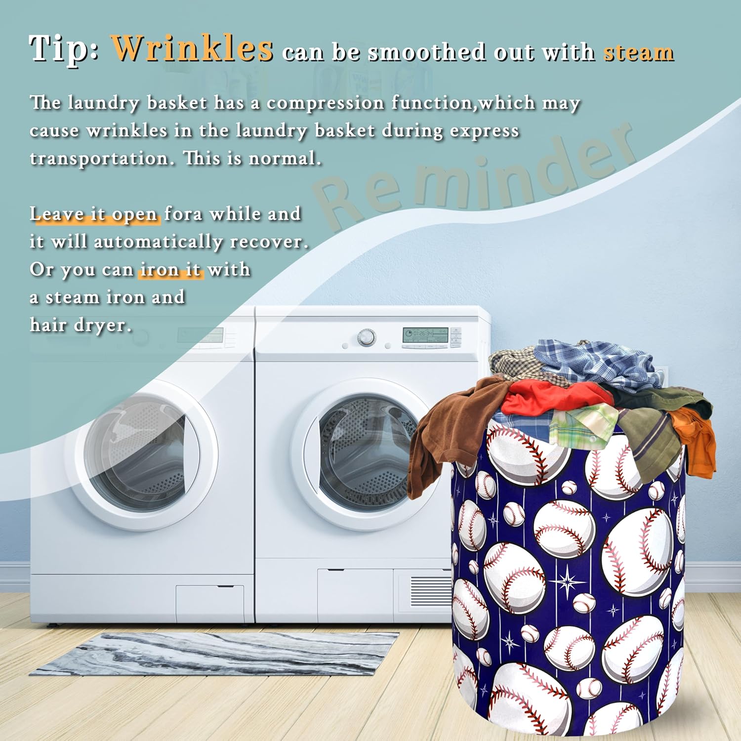 Perfect Baseball Pattern Laundry Basket for Storage